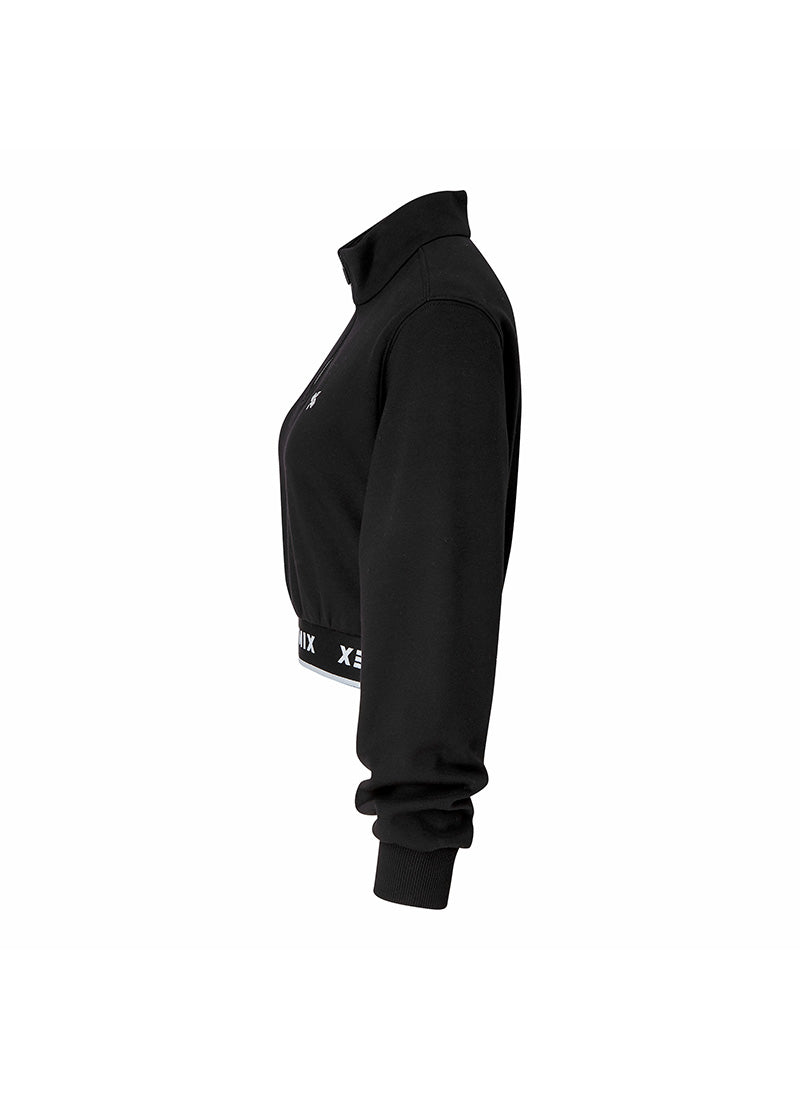Logo Point Warm Crop Sweatshirt for Women - Cozy Fleece Pullover with Stylish Design - Perfect for Casual Outfits, Gym Wear & Street Fashion