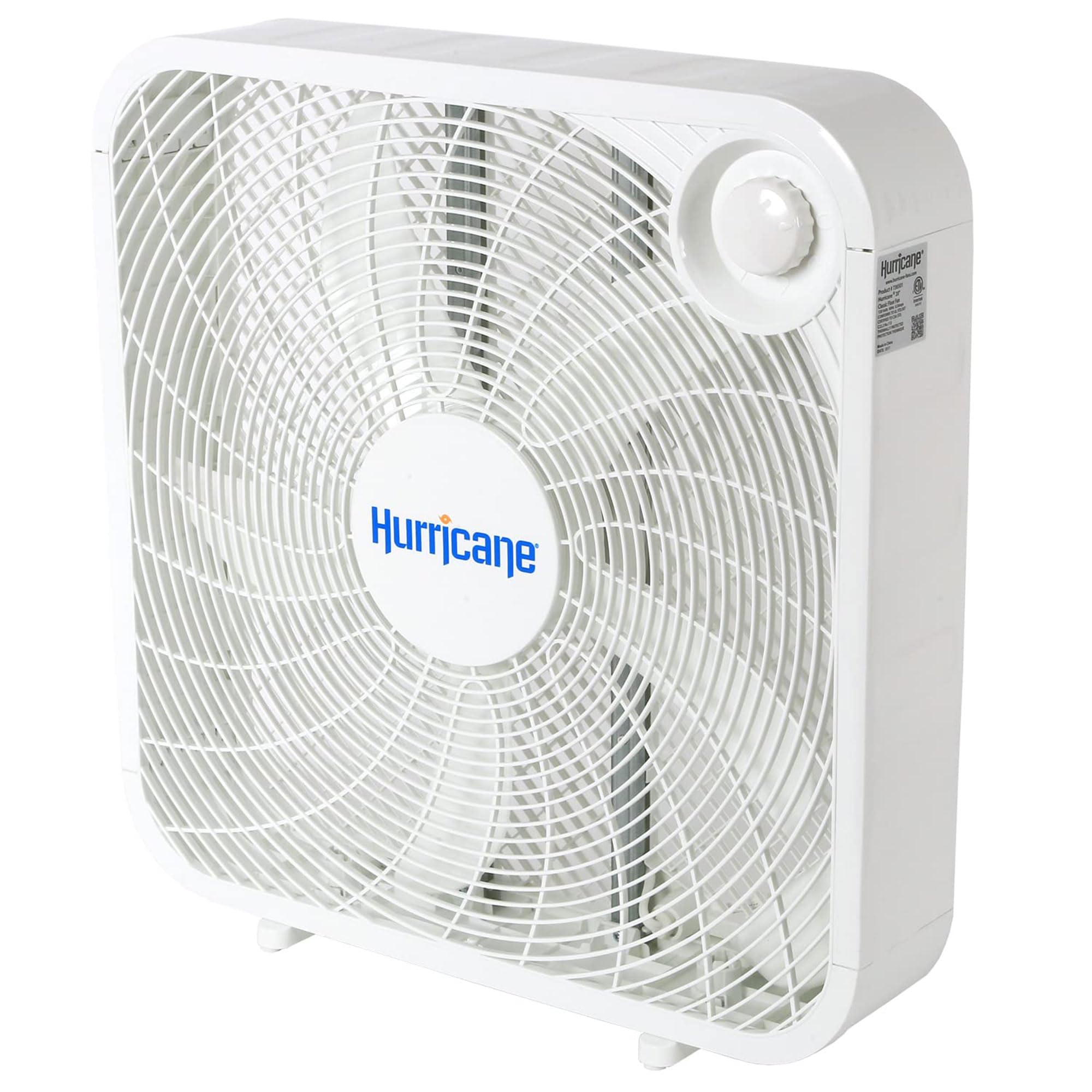 20 Inch Classic Hurricane Floor Box Fan - 3 Speed Adjustable for Indoor Home Cooling, White (5 Pack) - Perfect for Bedrooms, Living Rooms, and Office Spaces