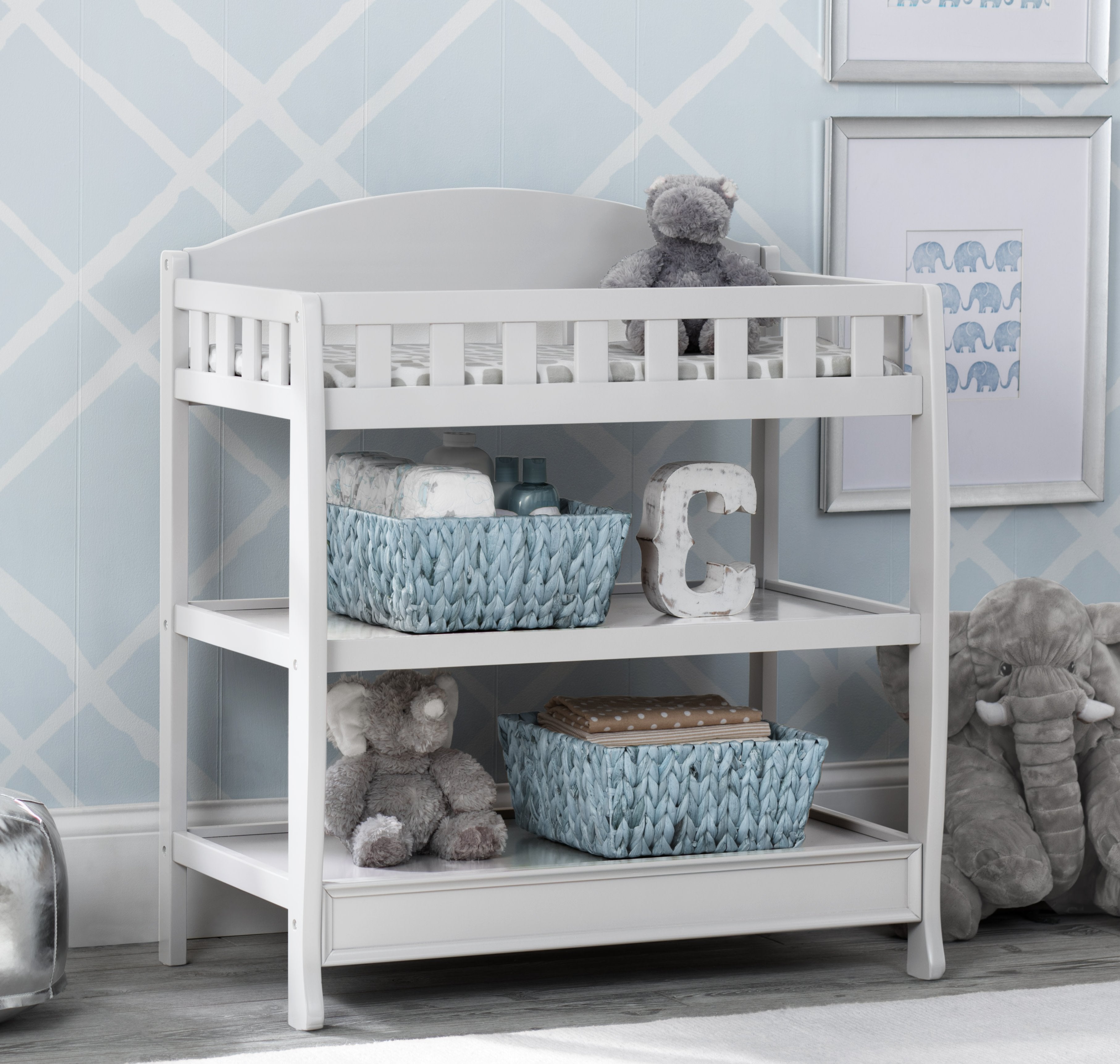 Wilmington Baby Changing Table with Soft Pad - Perfect for Nursery, Bedroom & Diaper Changing Station - Safe & Sturdy for Newborns & Toddlers