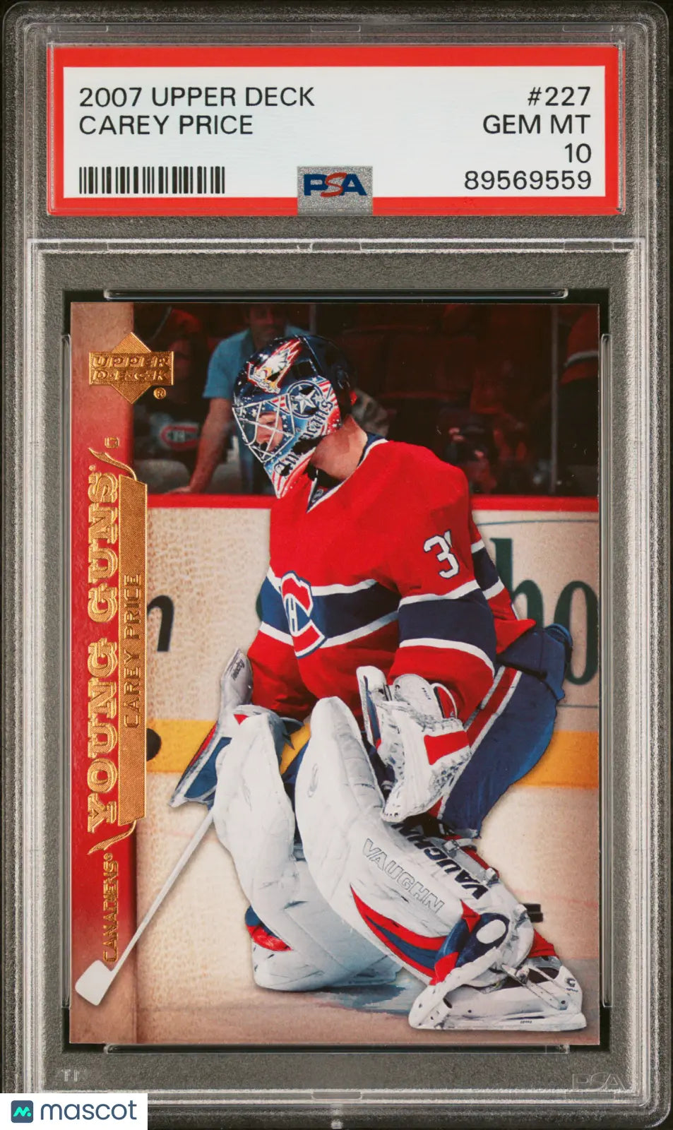 2007-08 Upper Deck Series 1 Hockey Carey Price Young Guns Rookie Card PSA 10 Gem Mint - Perfect for NHL Collectors and Hockey Memorabilia Displays