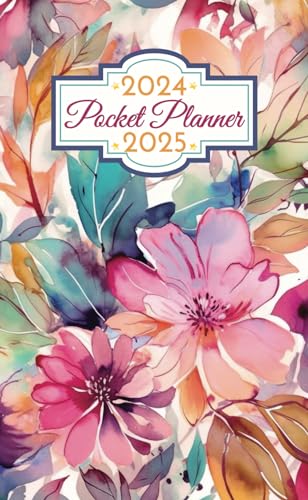 2024-2025 Floral Pocket Planner - 2 Year Monthly Agenda Calendar (4