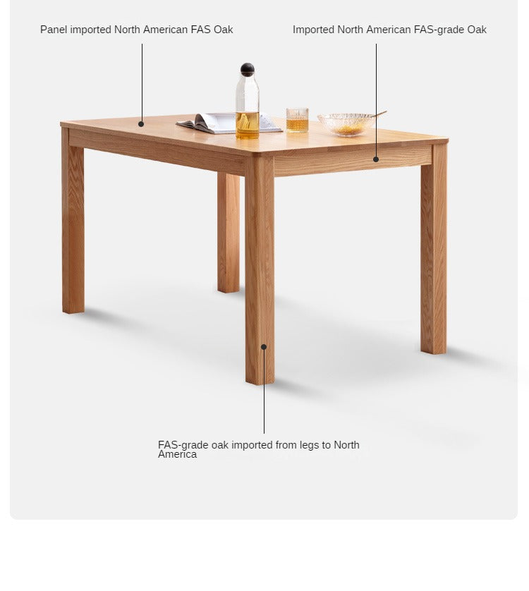 Premium Oak Solid Wood Nordic Dining Table - Modern Scandinavian Style for Kitchen, Dining Room & Small Spaces