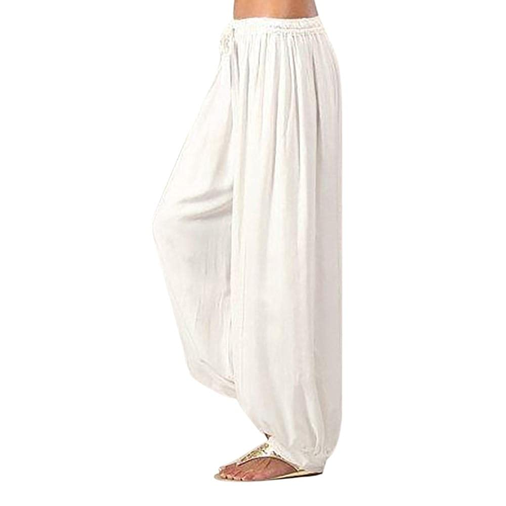 Leirke Women's Casual Loose Harem Boho Yoga Pants - Smocked Waist Sweatpants with Pockets | Comfortable Lounge Pants for Yoga, Travel & Home Wear