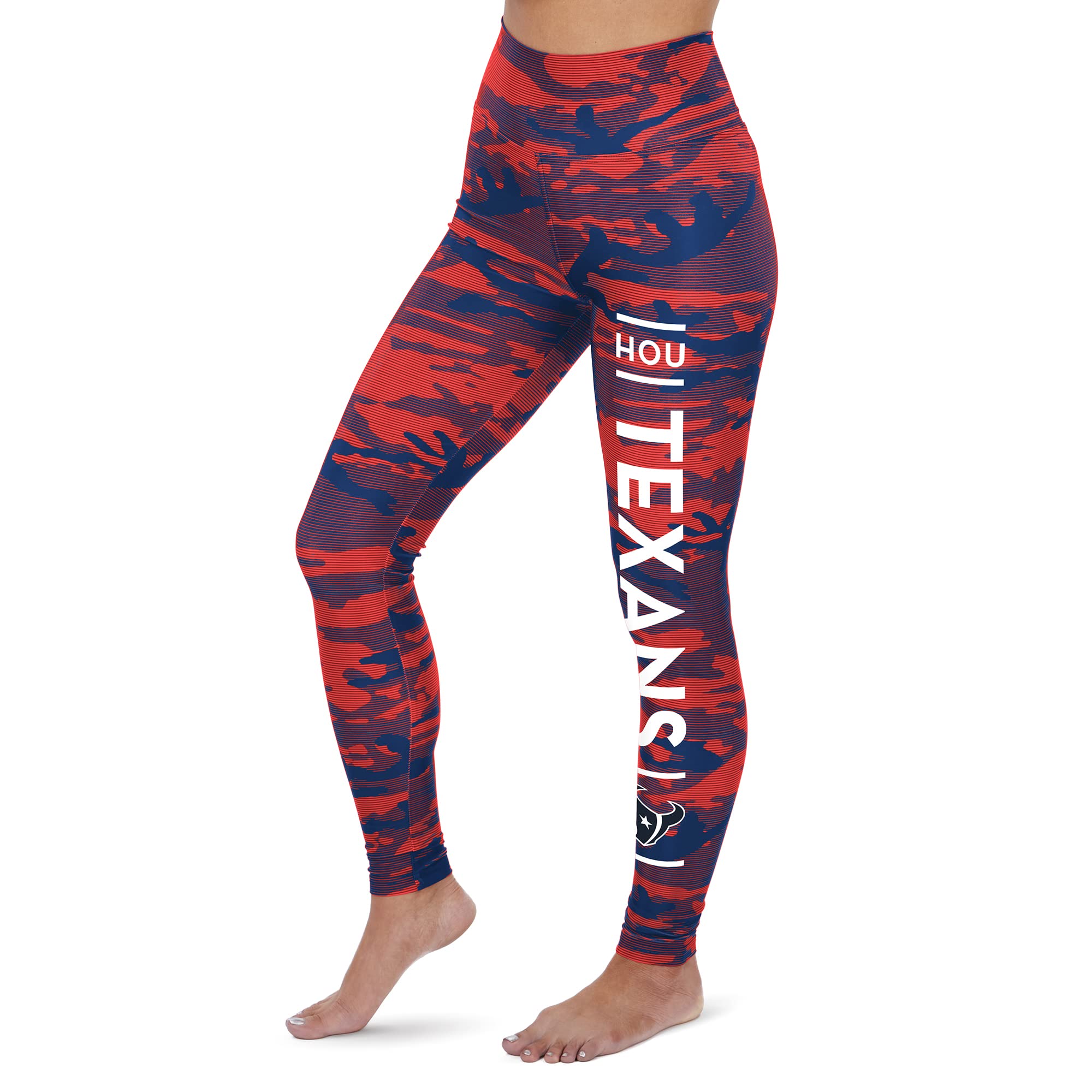 Zubaz NFL Women's Camo & Striped Leggings - Team Color Football Pants for Workout, Game Day & Casual Wear