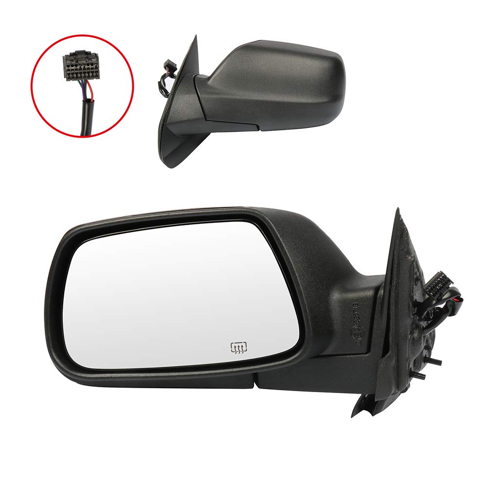 OCPTY Black Left Side Mirror Replacement for 2005-2010 Jeep Grand Cherokee - Textured Heated Manual Folding Mirror Glass - Perfect for Off-Roading, Daily Commuting & Winter Driving