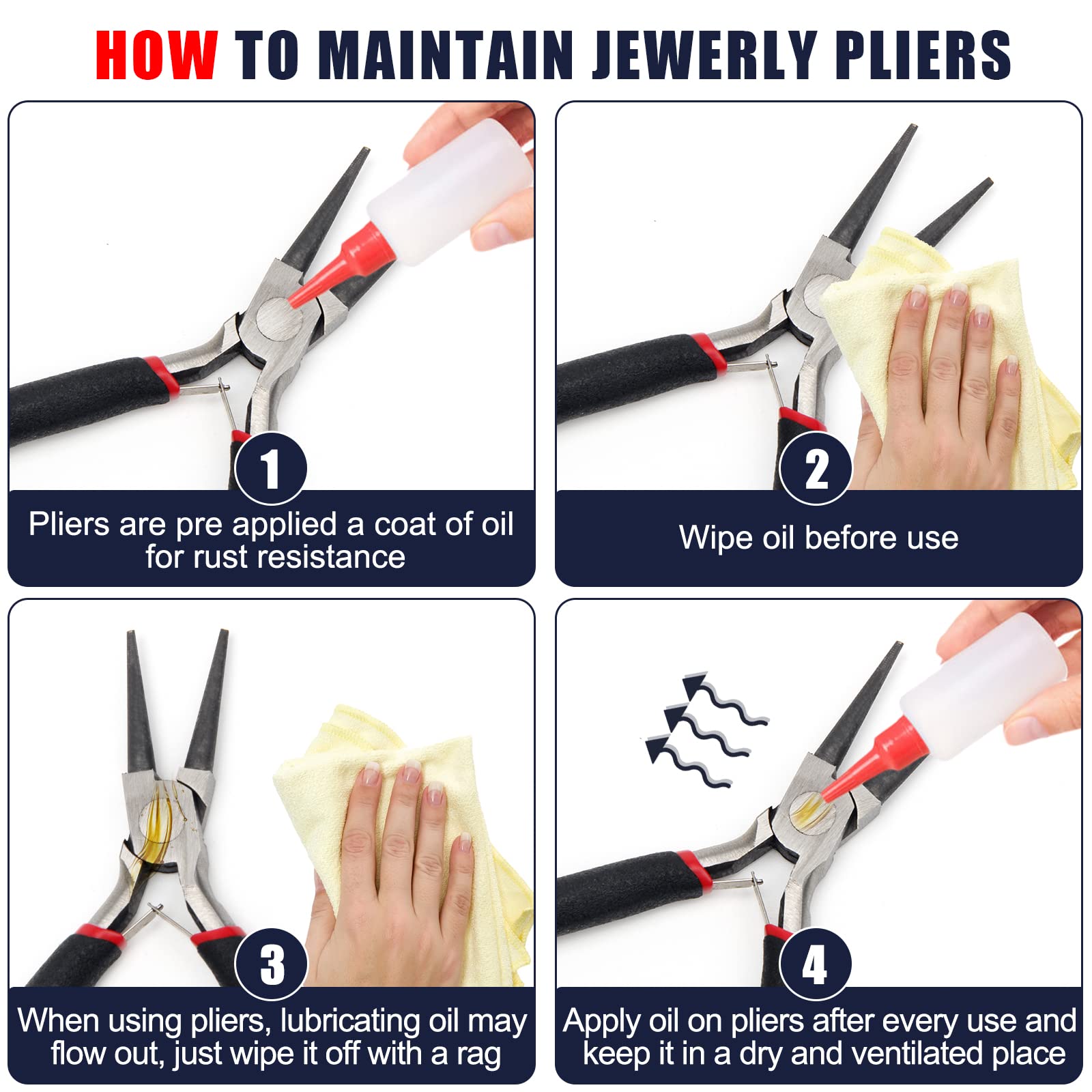 2-Piece Jewelry Pliers Set - AHIER 6-in-1 Bail Making Pliers & Round Nose Pliers for Jewelry Repair, Wire Wrapping, DIY Crafts - Perfect for Jewelry Making, Beading & Home DIY Projects