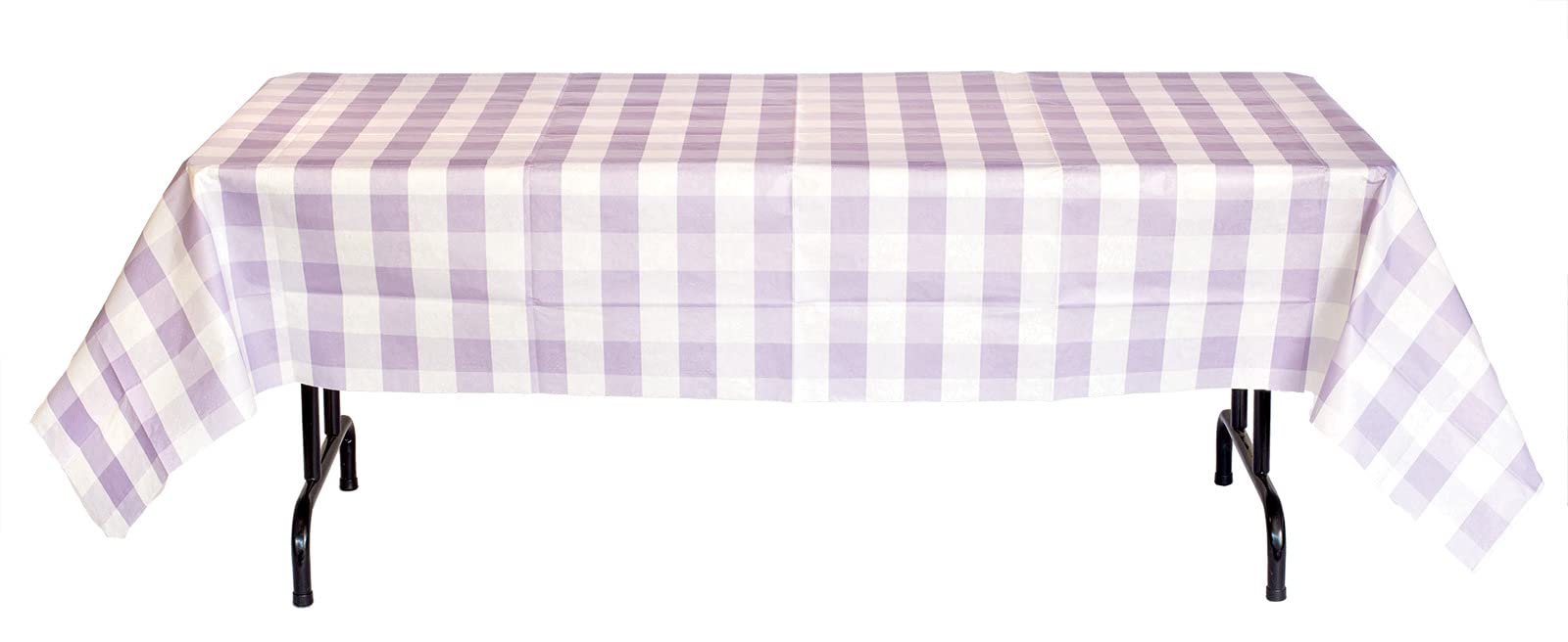 Light Purple and White Plaid Tablecloth - 1 Pack (54x108 Inches) Classic Plaid Design for Picnic, BBQ, Party & Outdoor Dining | Lavender Checkered Table Cover for Lumberjack Theme, Playground & Rustic Decor