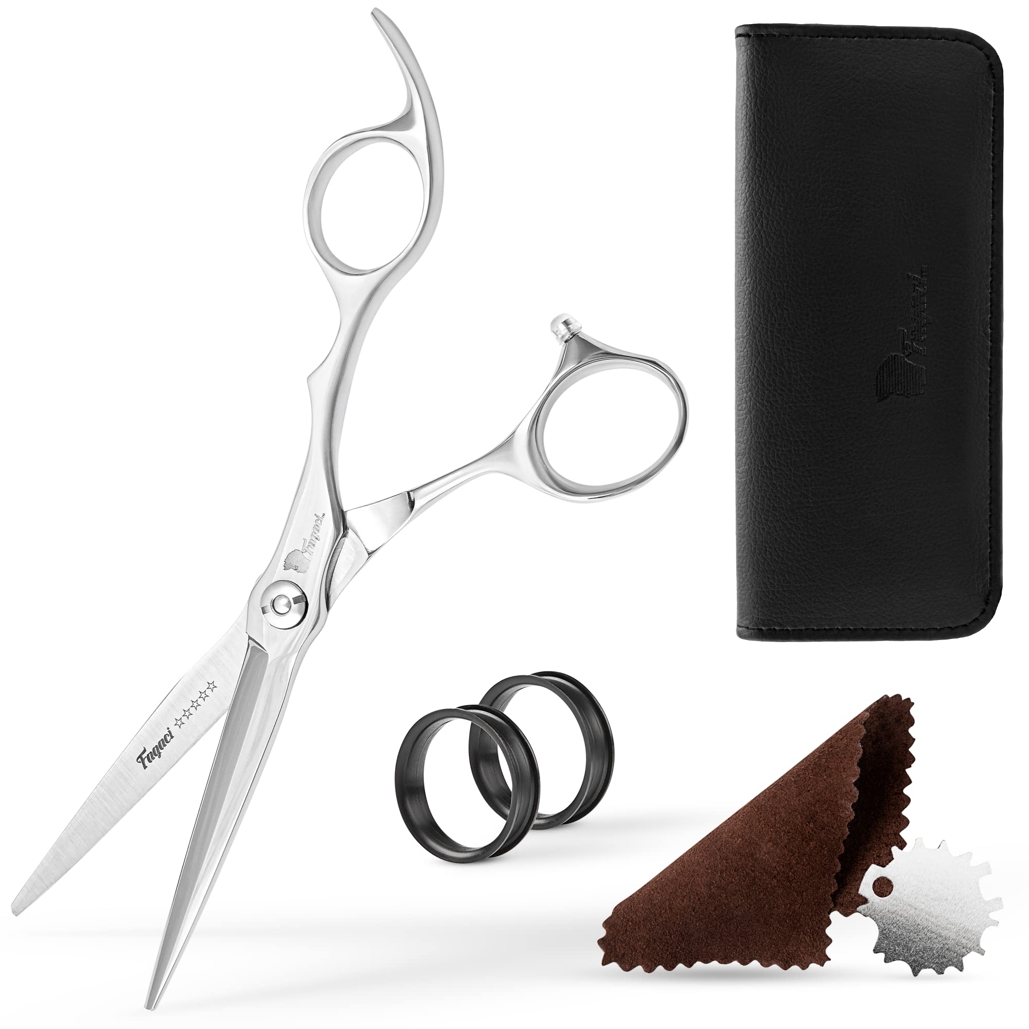 Fagaci Professional Hair Scissors 6” - Razor Sharp Blades, Premium ATS-314 Steel - Hair Cutting Shears for Stylists & Barbers - Perfect for Precision Haircuts, Trimming & Styling at Home or Salon