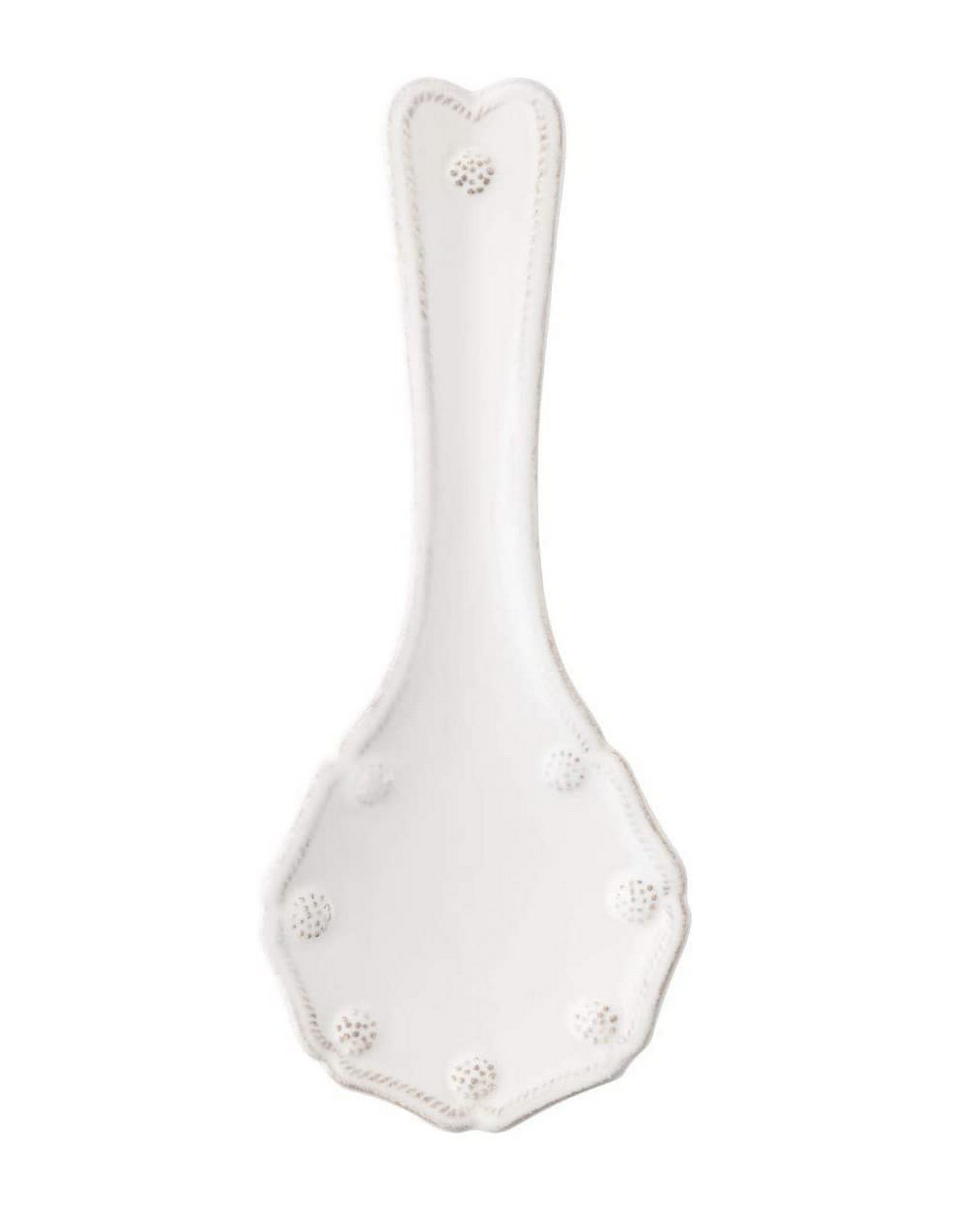Juliska Berry & Thread Ceramic Spoon Rest - Elegant Whitewash Design for Kitchen Countertop, Stovetop & Dining Table Decor