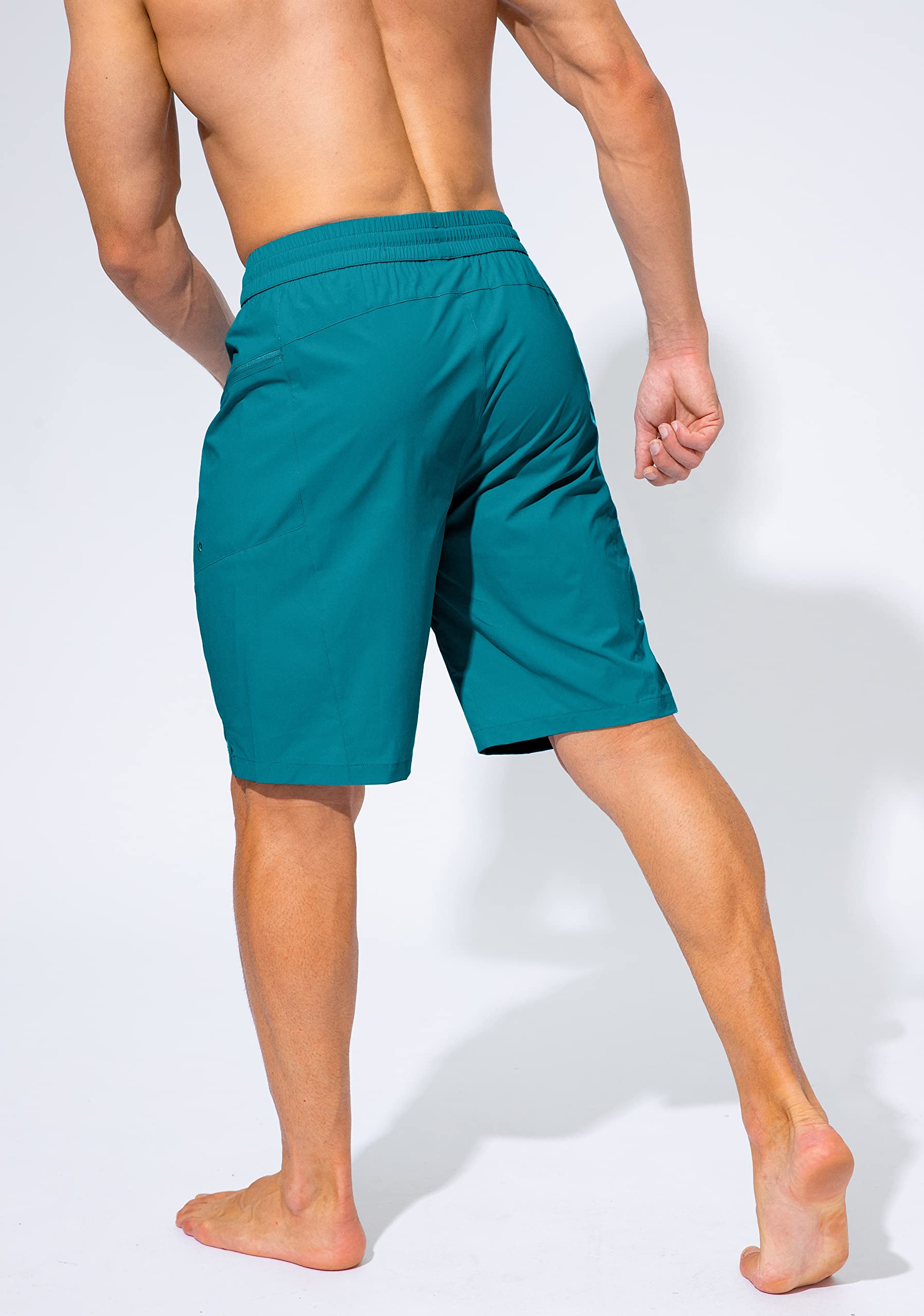 **Men's Quick Dry Swim Trunks with Zipper Pockets - No Mesh Liner Board Shorts for Beach, Pool & Water Sports**