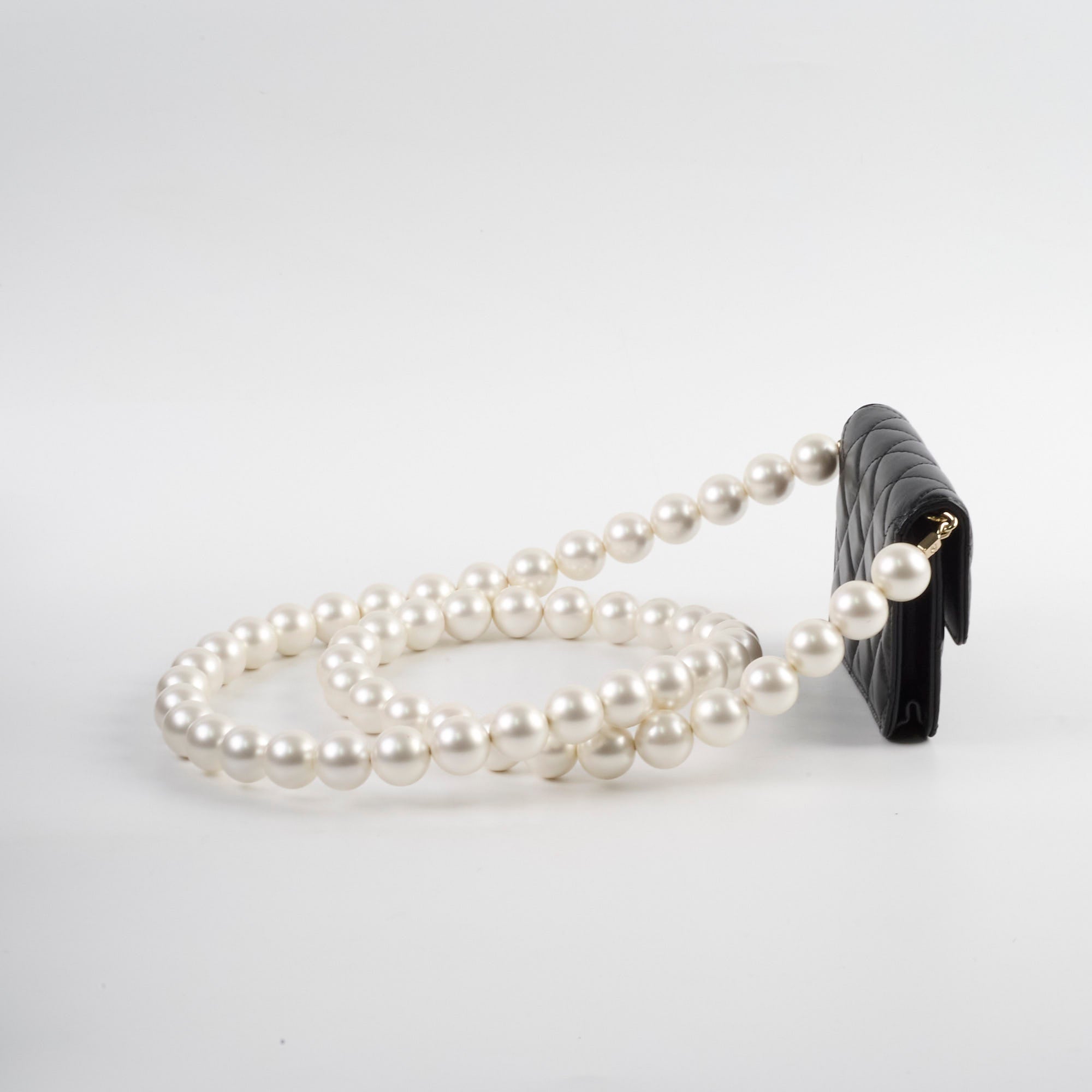 Chanel Micro Pearl Card Clutch with Chain - Black Series 31 | Luxury Small Wallet for Women | Perfect for Evening Parties, Weddings & Special Occasions