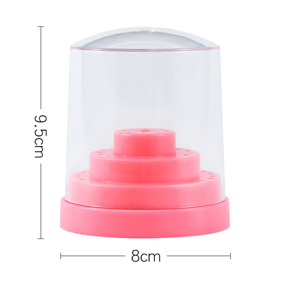 48-Slot Nail Drill Bit Holder Stand - Pink & Multicolor Manicure Organizer Box for Storage & Display | Perfect for Salon, Nail Techs & DIY Nail Art at Home