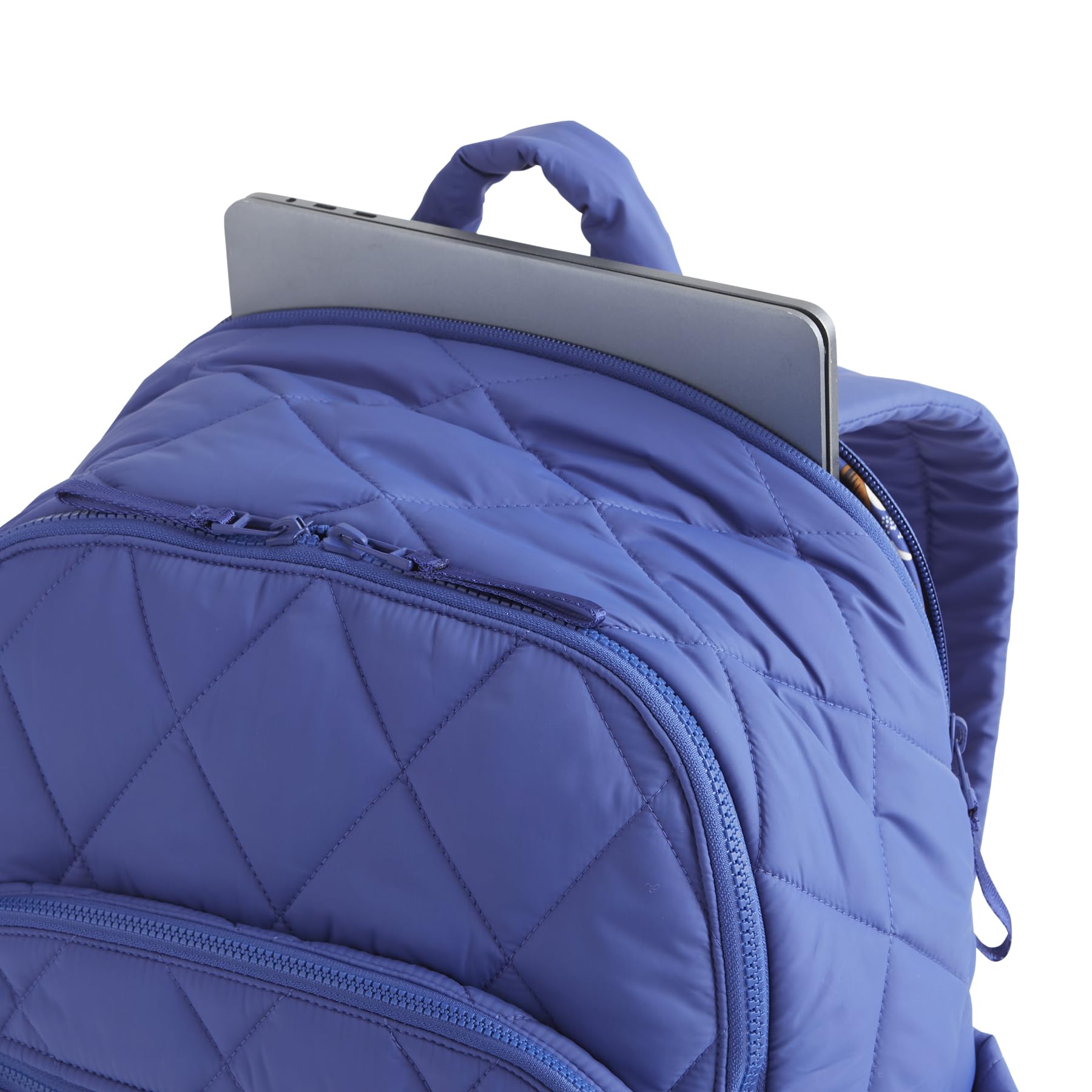 Vera Bradley Featherweight Bancroft Backpack - Lightweight Travel Backpack for Women, Deep Ultramarine Blue, Perfect for School, Work & Travel