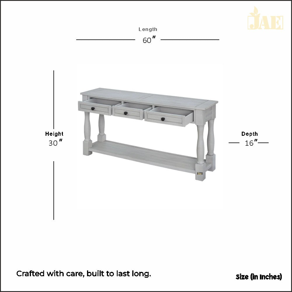 French Provincial Style Grey Wooden Pillar Console Table - Elegant Entryway Furniture for Hallway, Living Room & Foyer Decor