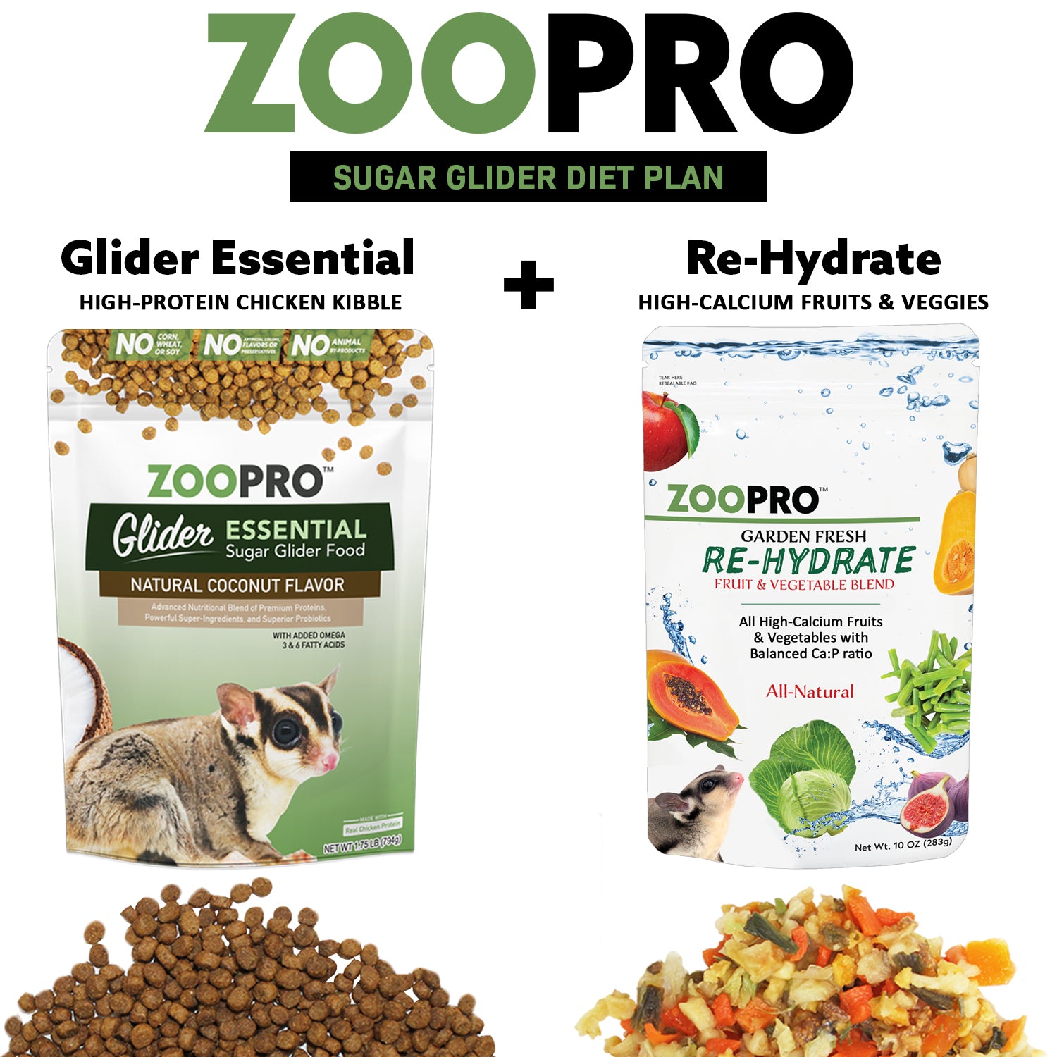 Premium ZooPro Glider Essential Sugar Glider Food - Complete Nutrition Diet for Pet Sugar Gliders - Perfect for Daily Feeding & Treats at Home or Travel