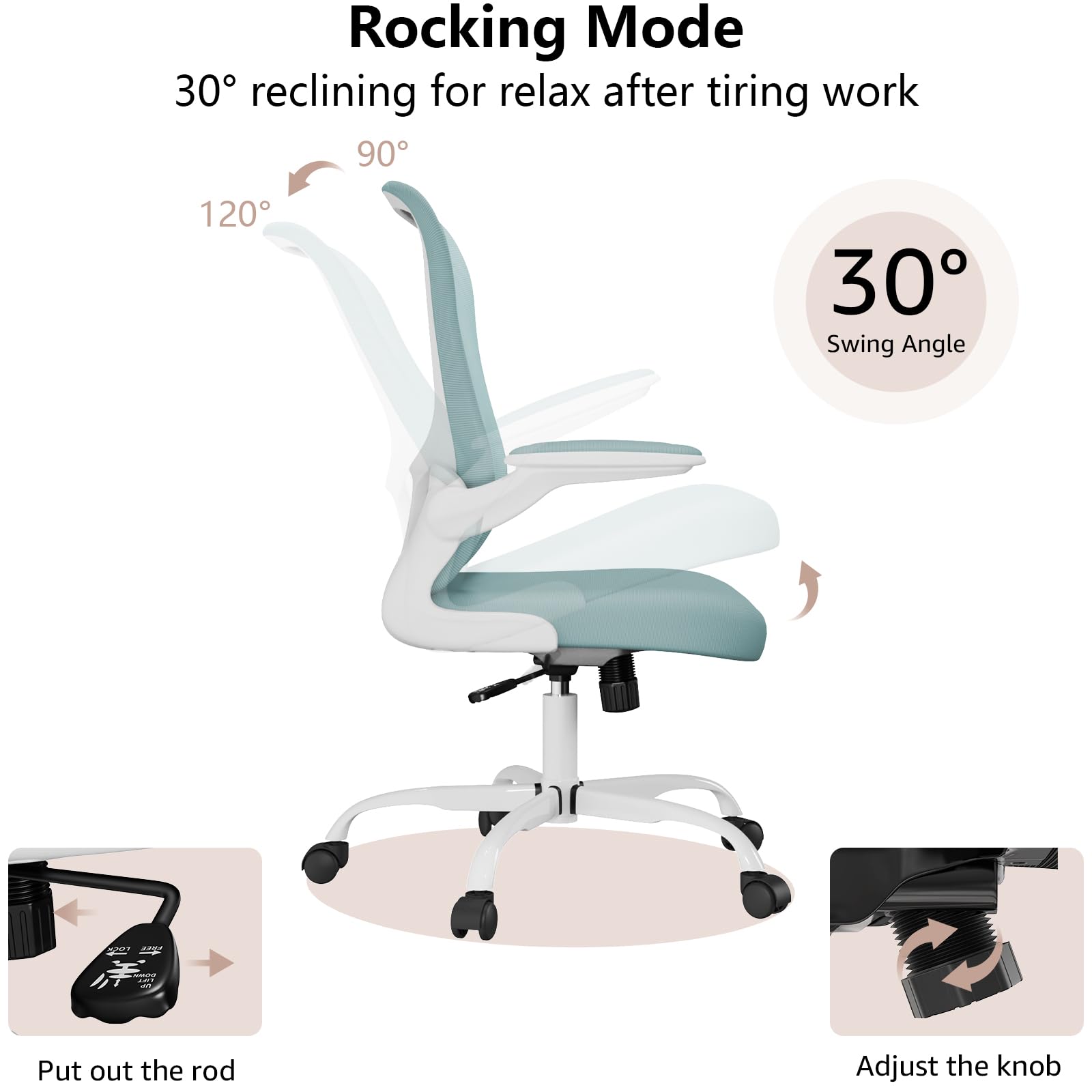 Ergonomic Office Chair with Lumbar Support - Adjustable Height, Breathable Mesh & Flip-Up Arms - Comfortable Swivel Task Chair for Home Office, Gaming & Workspace