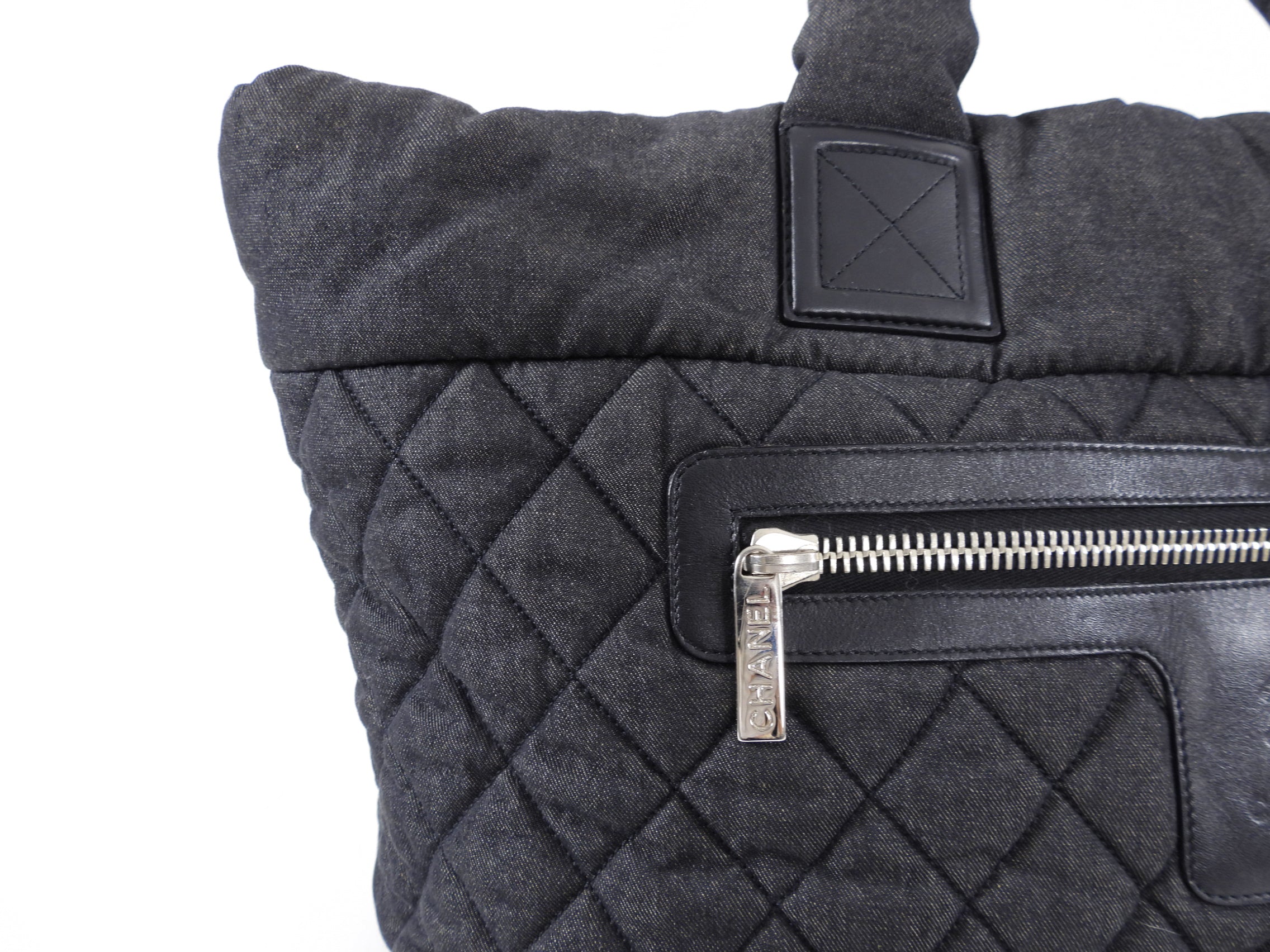 Chanel Grey Denim Quilted Soft Cocoon Tote Bag for Women - Luxury Designer Handbag for Work, Travel & Everyday Use