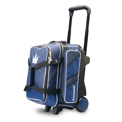 Brunswick Quest Double Roller Blue Bowling Bag - Heavy Duty Bowling Ball Carrier with Wheels for Easy Transport - Perfect for League Play, Tournaments & Practice Sessions
