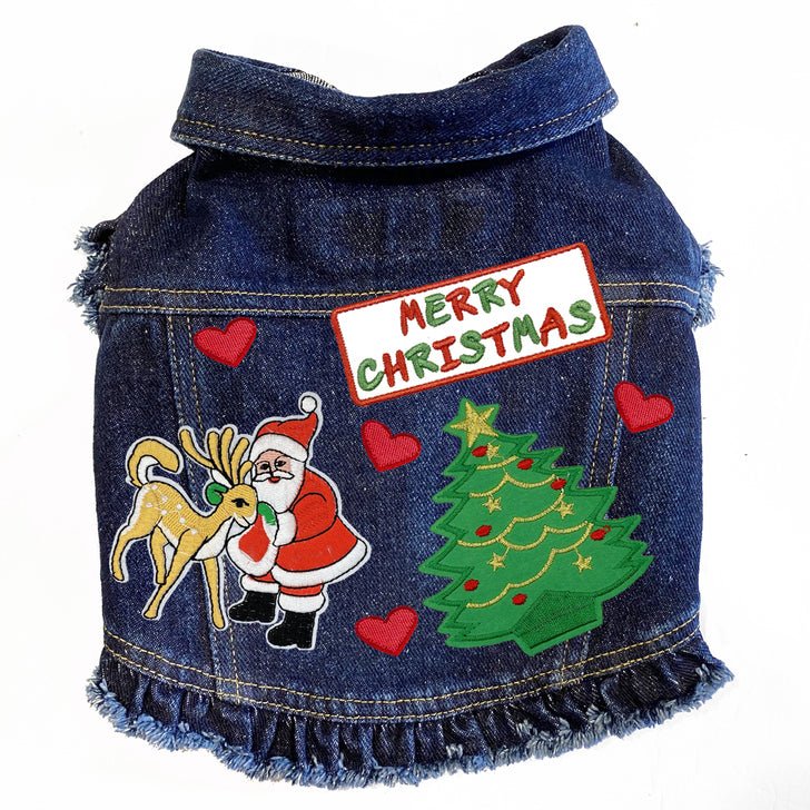 Stylish Christmas Denim Jacket with Ruffles for Women - Perfect for Holiday Parties & Festive Gatherings