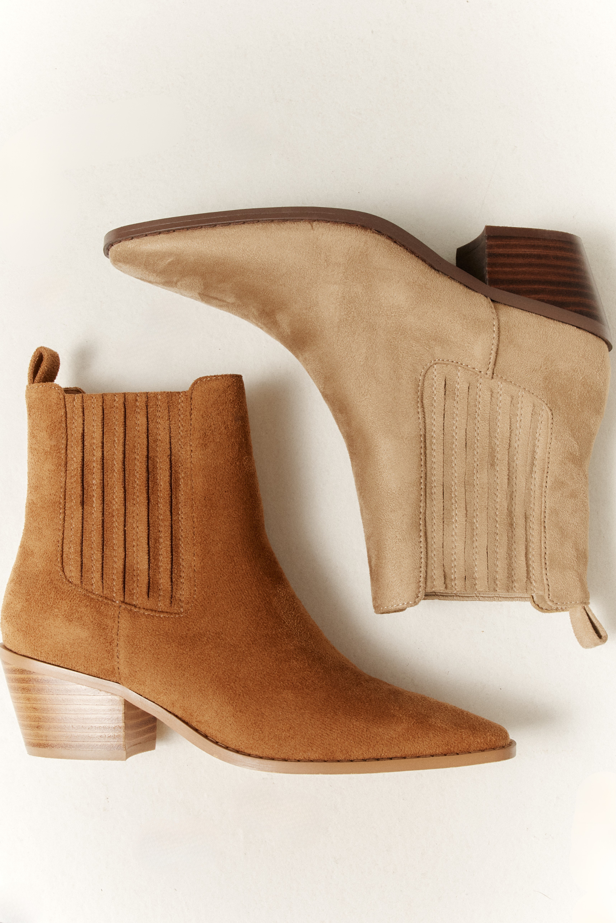 Dale Women's Chelsea Ankle Boots in Tan Micro Suede - Comfortable Slip-On Booties for Fall & Winter Fashion | Perfect for Office, Casual Outfits and Date Nights