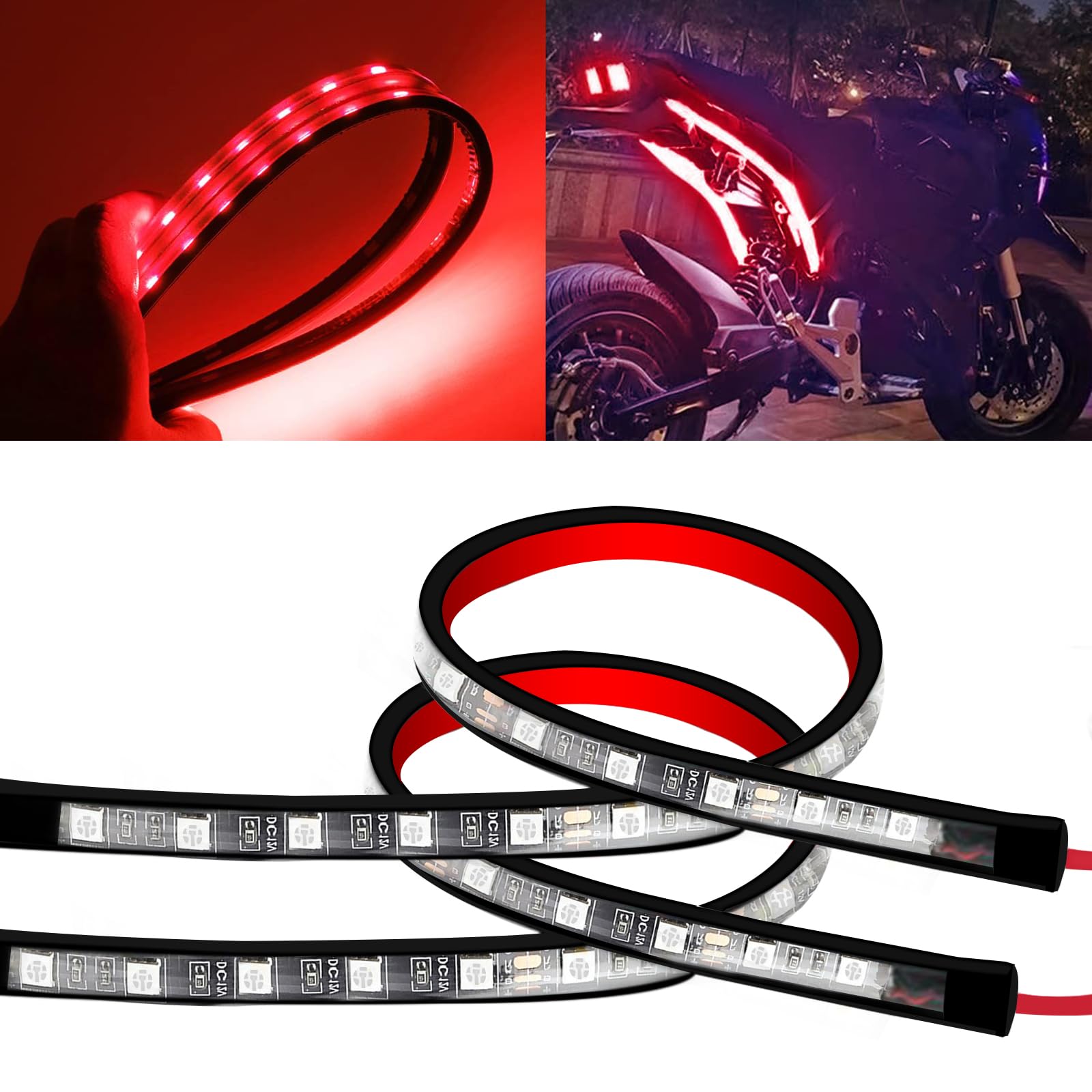 RGB Interior Car LED Strip Lights with Remote Control - 2 Pack Red Car Ambient Lighting for Cars, Trucks, SUVs - Perfect for Night Driving & Customizing Your Vehicle Interior