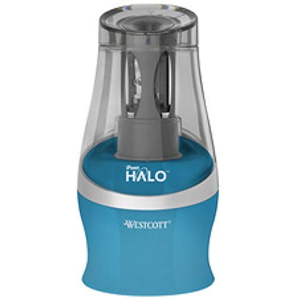 Westcott iPoint Halo Battery-Operated Pencil Sharpener - Electric Pencil Sharpener for School, Office & Home Use - Turquoise Color - Perfect for Artists, Students & Teachers