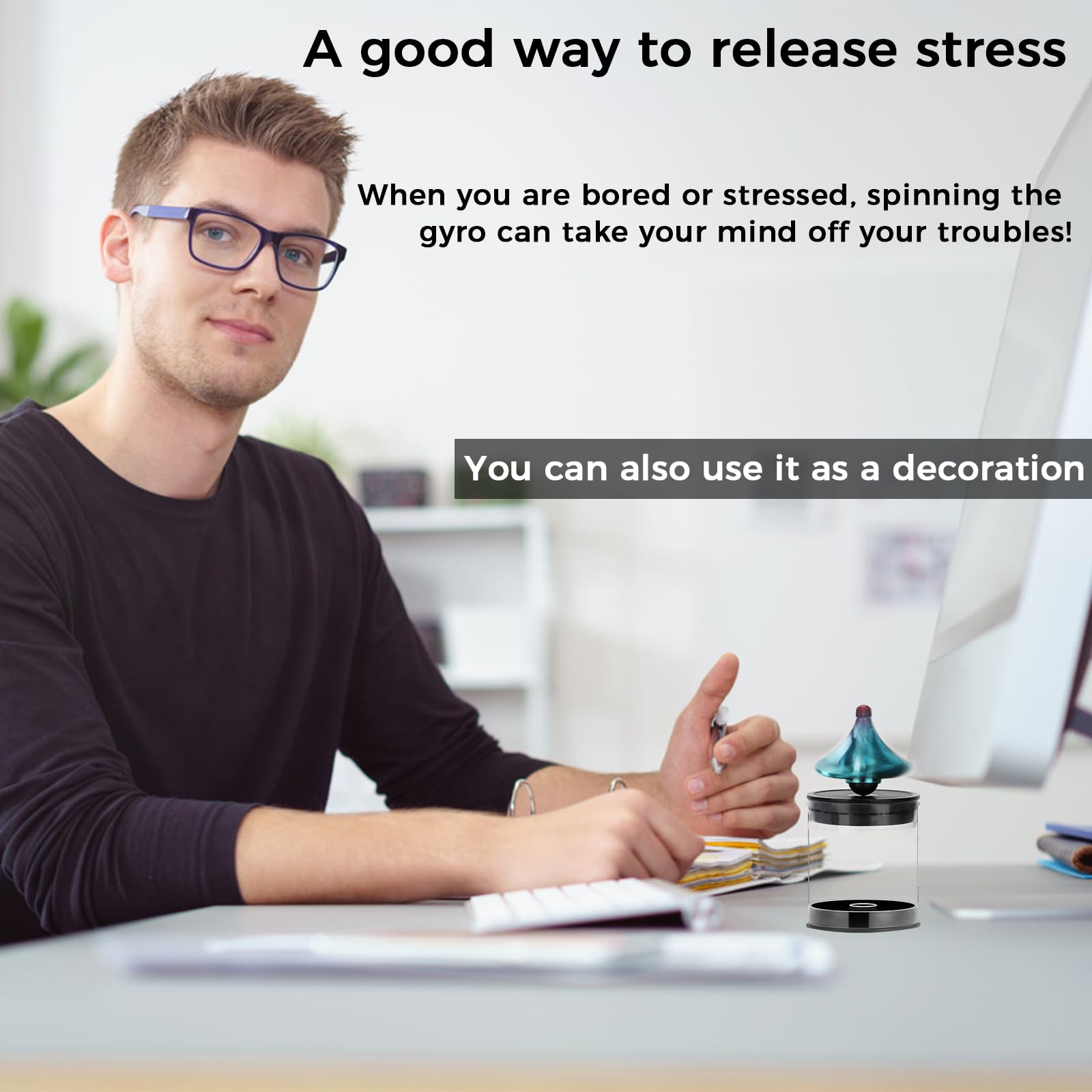 Premium Spinning Top Gyroscope Toy - Stress Relief Desk Toy for Adults & Kids, Perfect Balance Gradient Design - Great for Birthday, Halloween, Christmas Party Favors - Fun Educational STEM Toy for Boys & Girls Ages 6+ - Perfect for Office Stress Relief, Classroom Learning & Family Game Nights