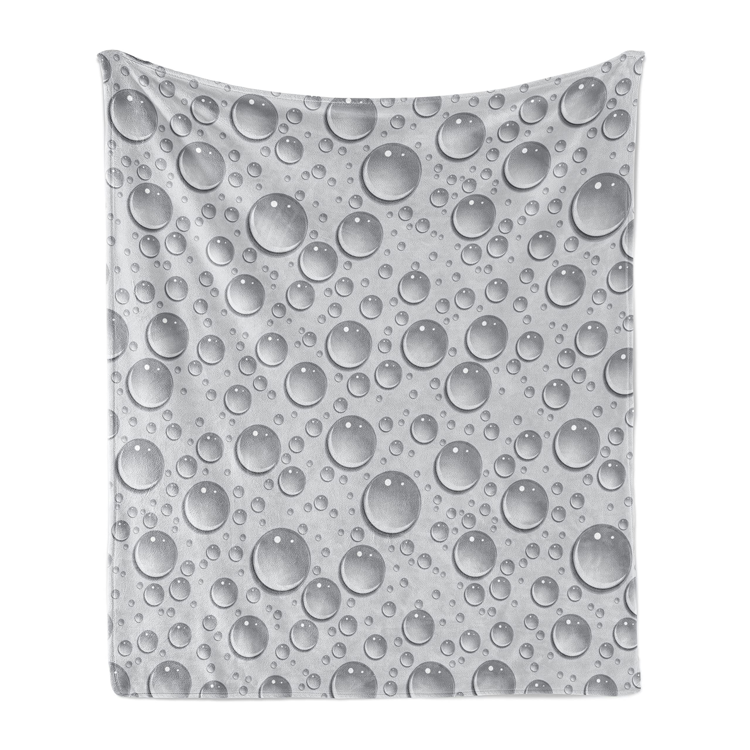 Ambesonne Grey Flannel Fleece Throw Blanket - Small Large Bubbles Pattern Water Design, Soft Monochrome Accent Piece for Couch, Bed & Sofa (50x60 Inches) - Perfect for Living Room, Bedroom Decor & Cozy Winter Nights