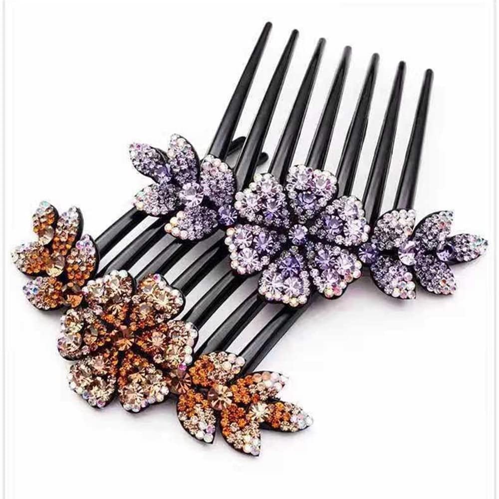 Yusier 2 PCS Crystal Pearl Rhinestone Hair Combs for Women - Elegant Bridal Wedding Hair Accessories - Perfect for Updos, Side Hairstyles & Special Occasions
