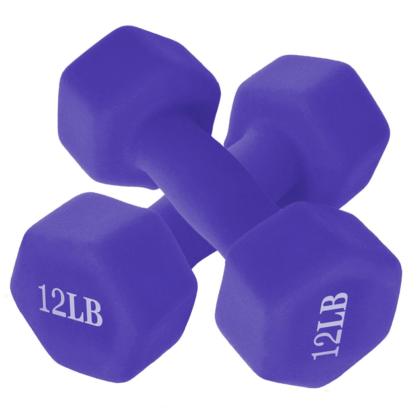 12-Pound Neoprene Coated Dumbbell Set - Purple Free Weights for Home Gym, Strength Training & Fitness Workouts