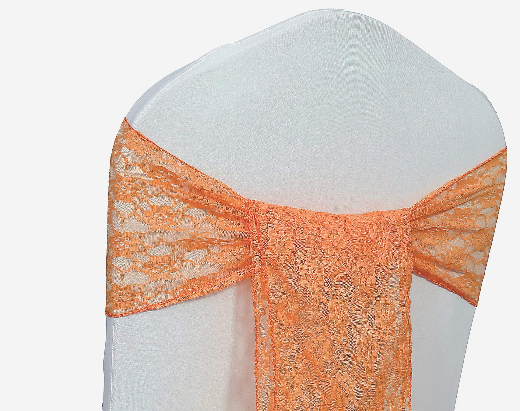 125-Pack Peach Lace Chair Sashes for Weddings, Events & Party Decorations - Elegant Chair Bows for Bridal Showers, Baby Showers & Banquets