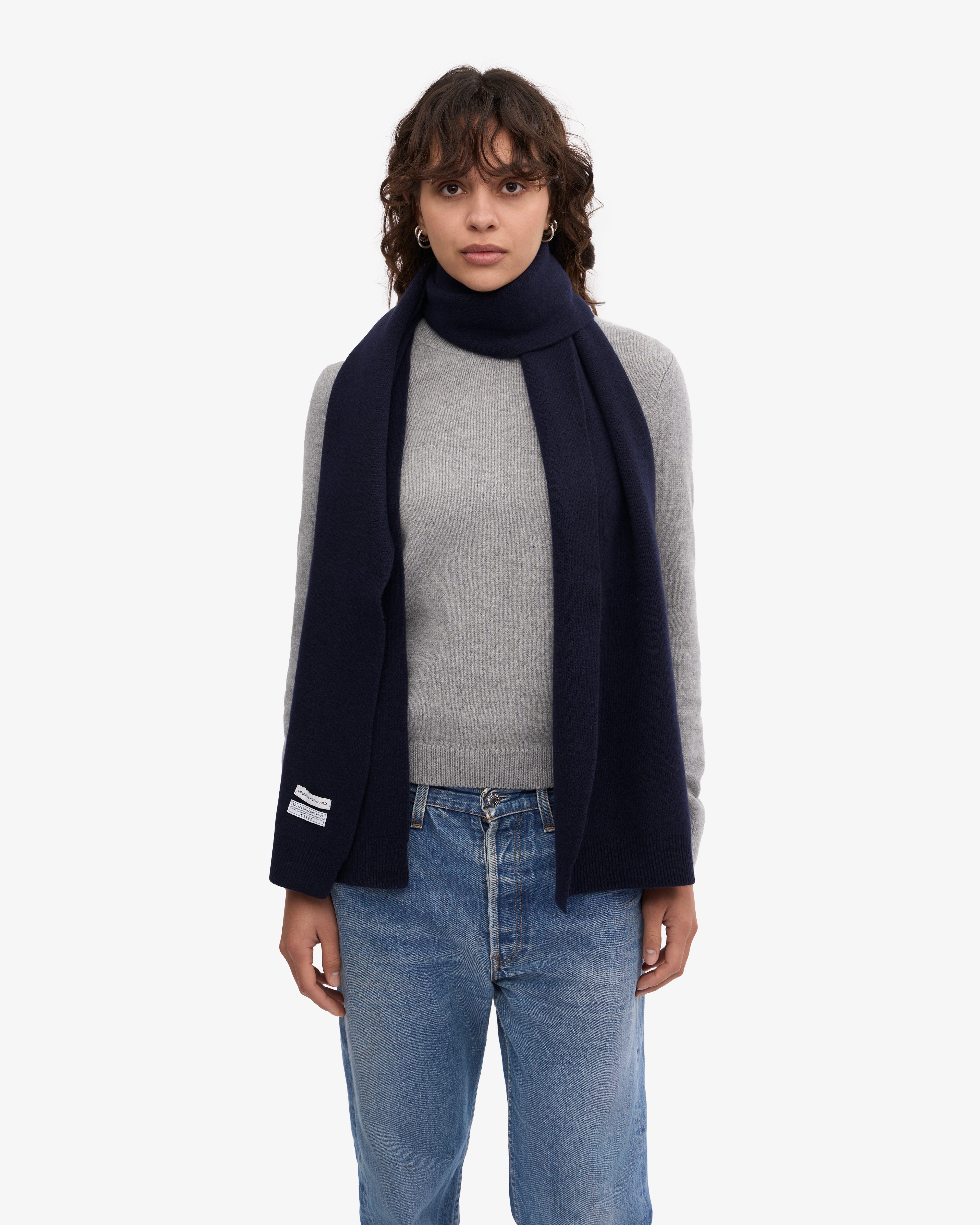 Premium Merino Wool Scarf for Men & Women - Soft & Warm Navy Blue Winter Accessory - Perfect for Cold Weather, Travel & Outdoor Activities