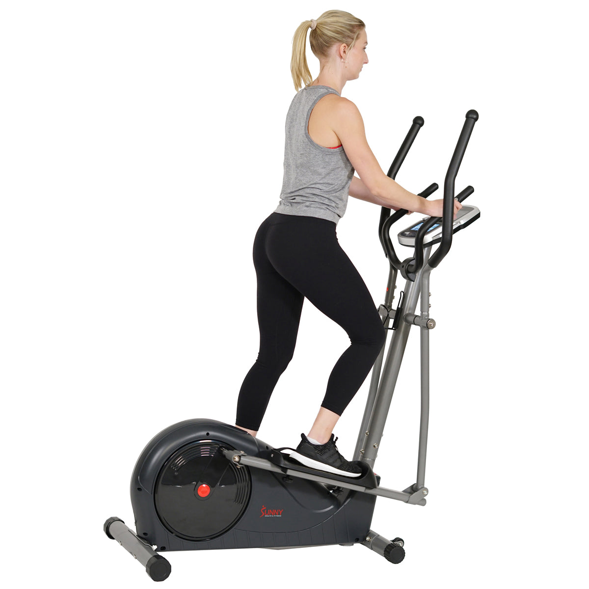 Magnetic Elliptical Trainer Machine - 12 Pre-Programmed Workouts for Home Gym Cardio Exercise | Perfect for Small Spaces & Full-Body Workout