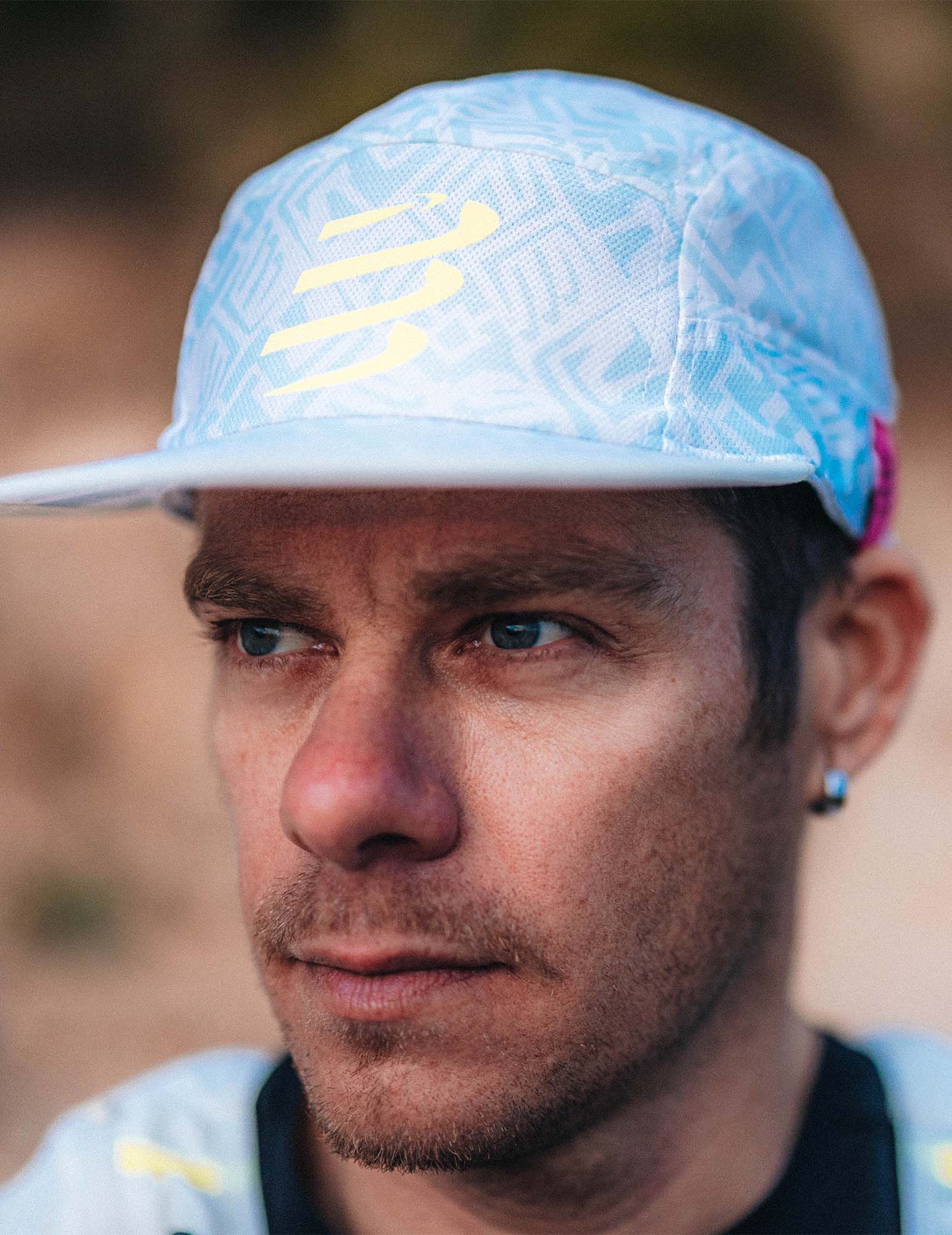 Compressport Unisex 5-Panel Lightweight Running Cap - Sugar Swizzle, Ice Flow Print, Safety Yellow | Breathable Sports Hat for Jogging, Cycling & Outdoor Activities