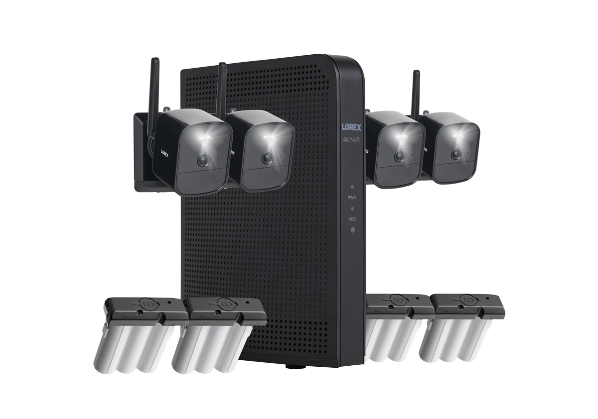 Lorex 4K Ultra HD 1TB Wi-Fi HaLow NVR Security System with 4 Outdoor Wireless Battery-Powered Cameras & Rechargeable Batteries - Home Surveillance, Business Security, Night Vision Monitoring