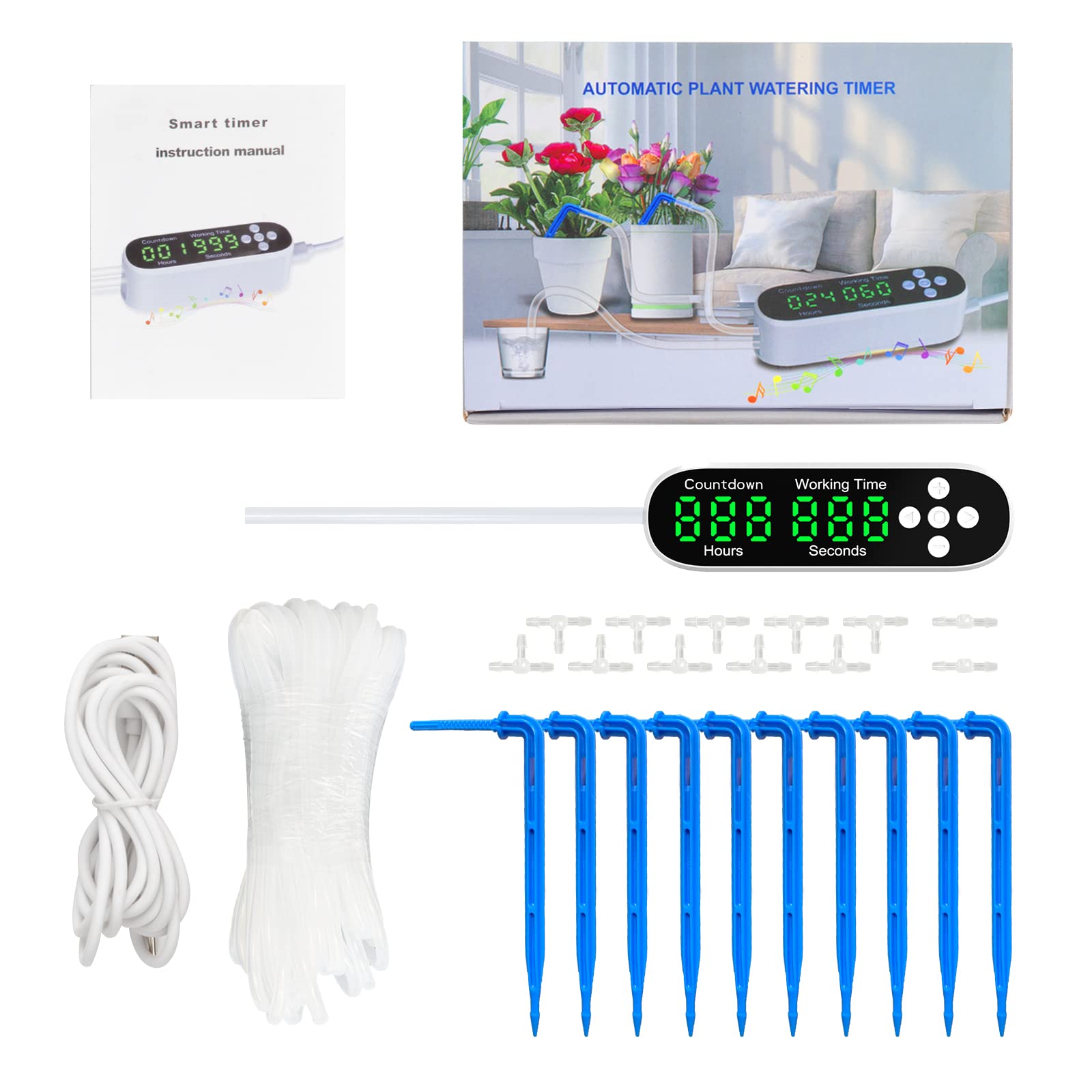 Automatic Plant Watering Timer with Digital LED Display - Programmable Drip Irrigation System for Potted Plants - Indoor Garden & Fish Tank Oxygenation - Perfect for Home, Office, and Greenhouse Use