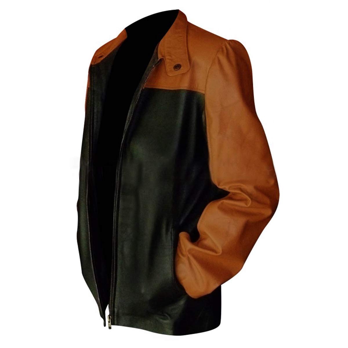 Women's Black & Brown Leather Jacket - Fashionable Law Enforcement Style Jacket for Women | Perfect for Casual Wear, Office Outfits, and Cosplay