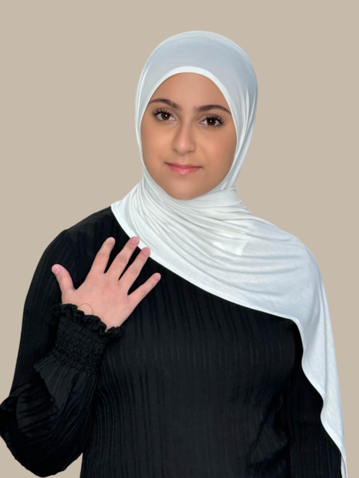 Modish Girl Pre Sewn Jersey Hijab Off White - Soft & Comfortable Muslim Headscarf for Daily Wear, Work, and Prayer