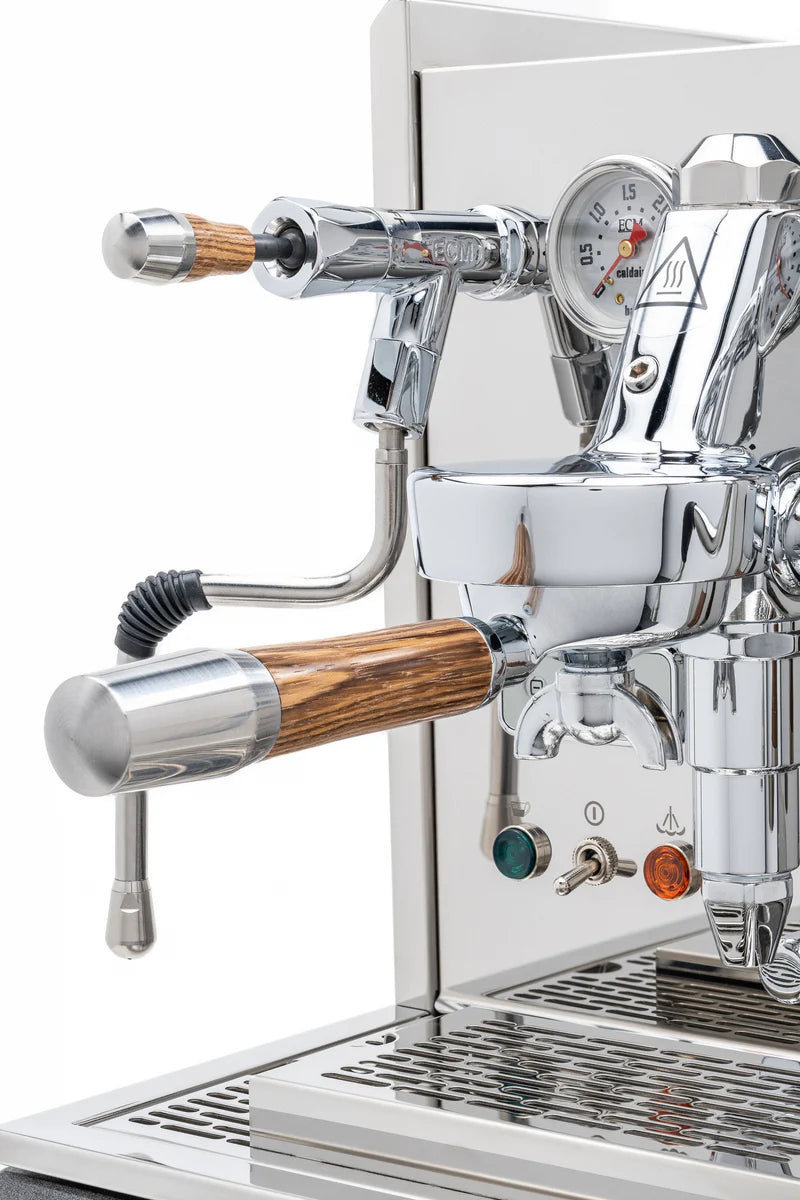 ECM Synchronika Zebra Wood & Chrome Espresso Machine - Professional Barista-Grade Coffee Maker for Home & Cafe Use
