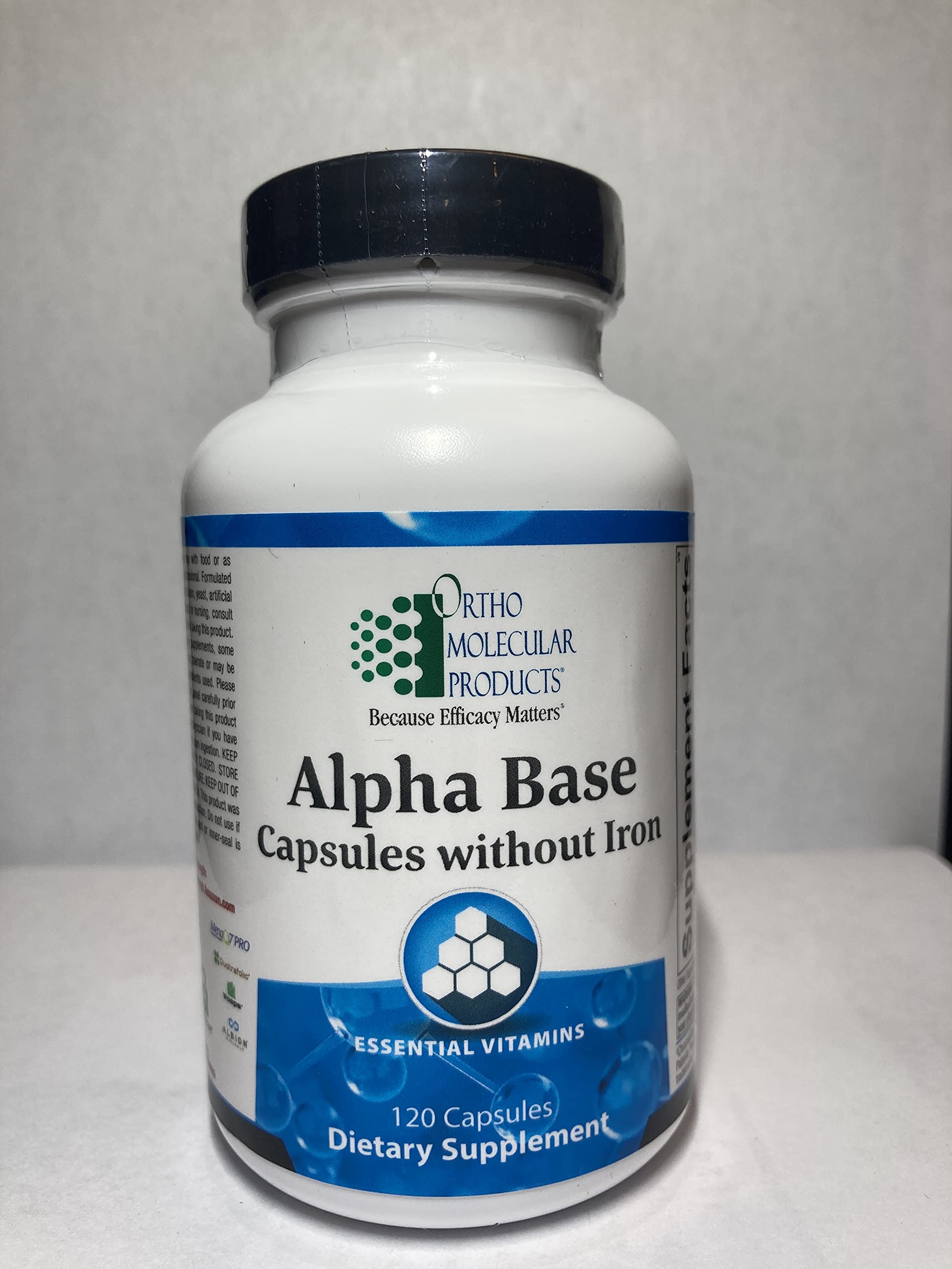 Ortho Molecular Alpha Base Multivitamin Capsules without Iron - 120 Count | Essential Daily Nutrition for Adults | Support Energy & Immune Health