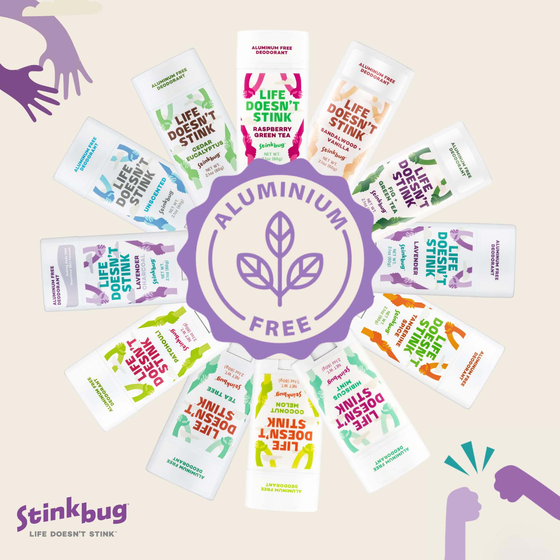 Natural Organic Deodorant Stick with Cedar & Eucalyptus - Aluminum Free, Coconut Oil & Beeswax Formula - 2.1oz by Stinkbug Naturals | Fresh All-Day Protection for Workouts, Travel & Daily Use