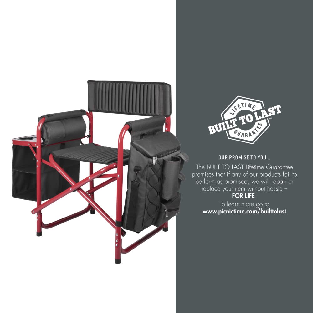 PICNIC TIME NCAA Maryland Terrapins Fusion Camping Chair with Side Table & Soft Cooler - Portable Outdoor Folding Chair for Beach, Lawn, Tailgating, and Backyard Relaxation - Heavy Duty Camping Chairs for Adults