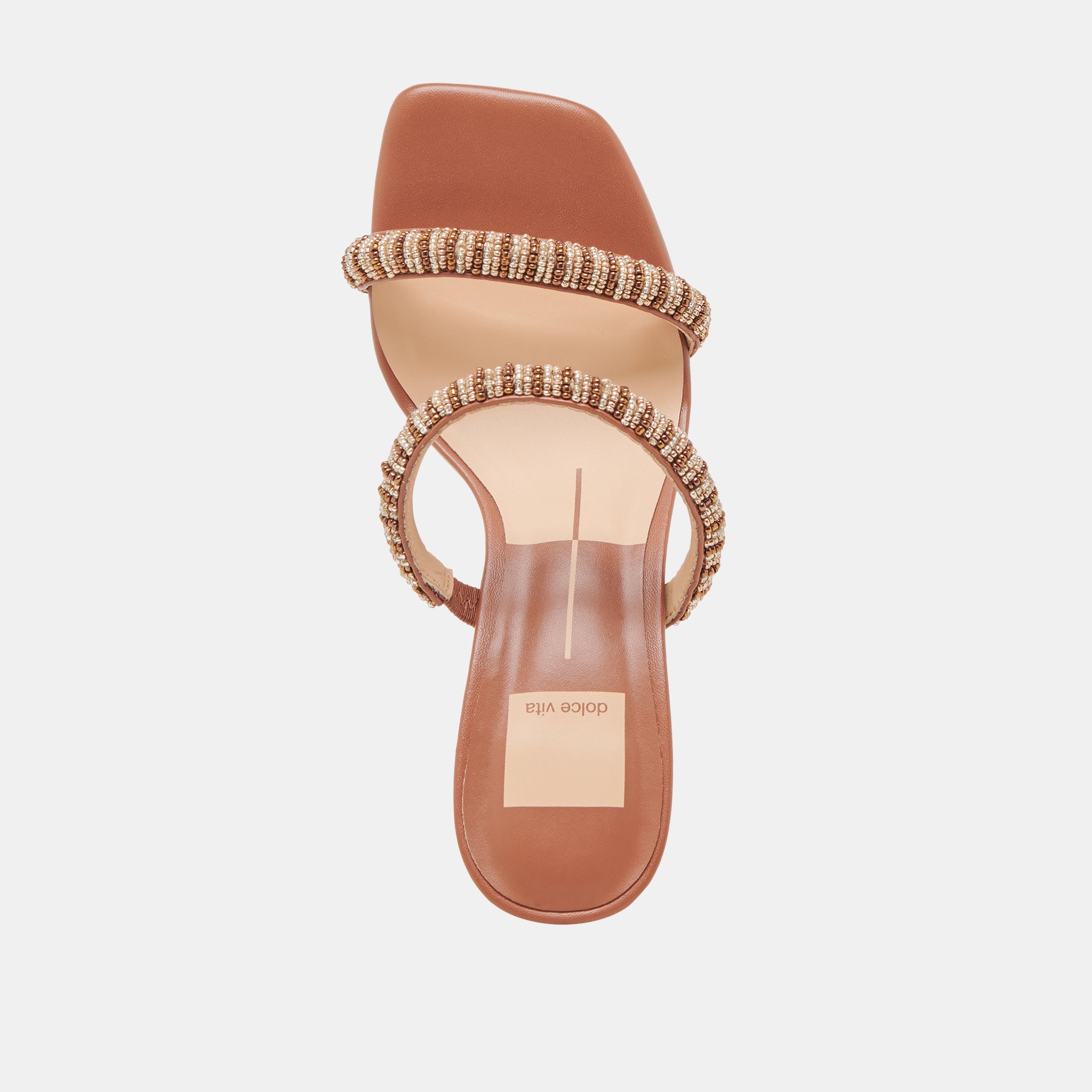 NOLAH Women's Tan Beaded High Heels - Stylish Multi Bead Embellished Sandals for Parties, Weddings & Evening Events