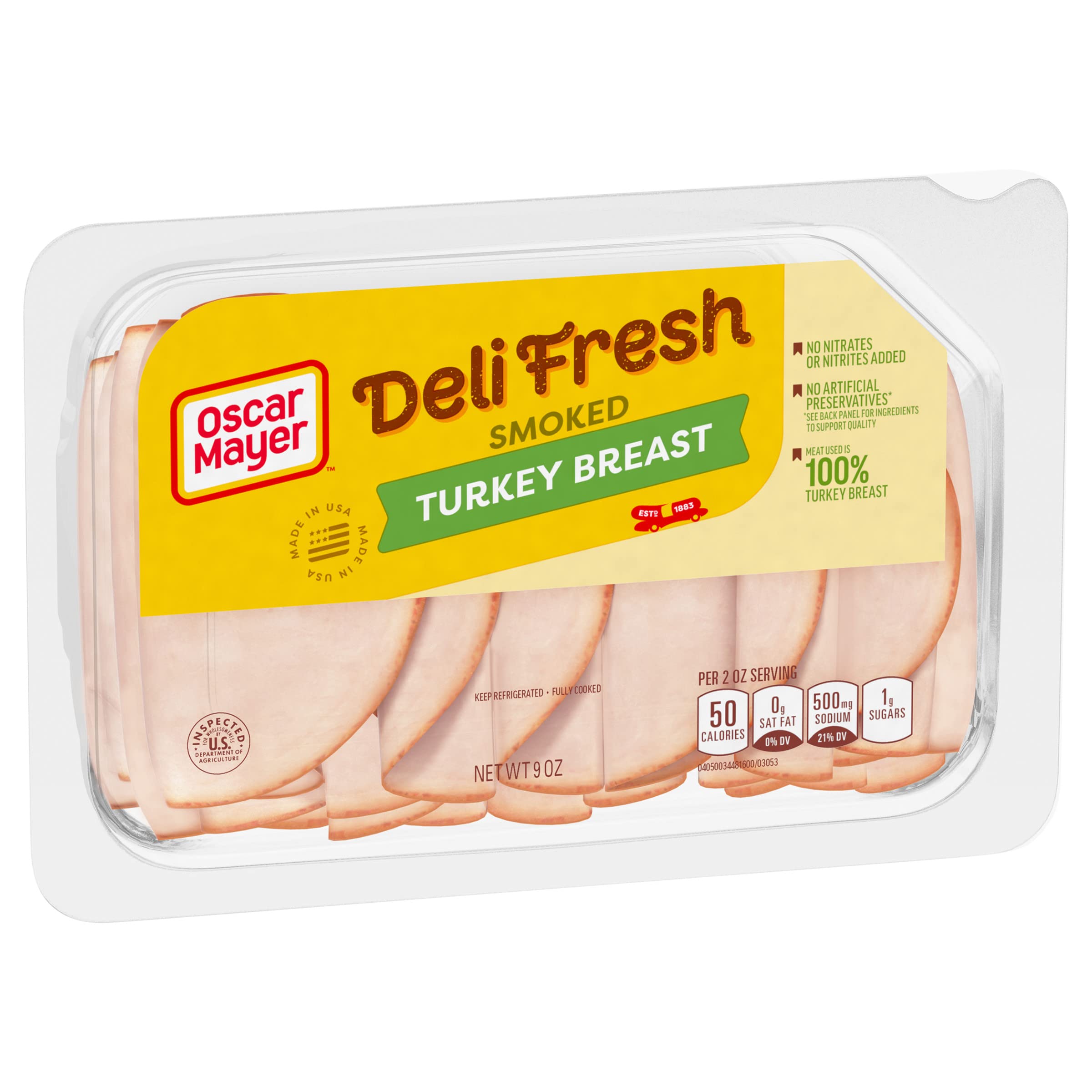 Oscar Mayer Deli Fresh Smoked Turkey Breast Sliced - 9 Oz Pre-Sliced Lunch Meat for Sandwiches, Wraps & Charcuterie Boards | Perfect for Picnics, School Lunches & Quick Meals