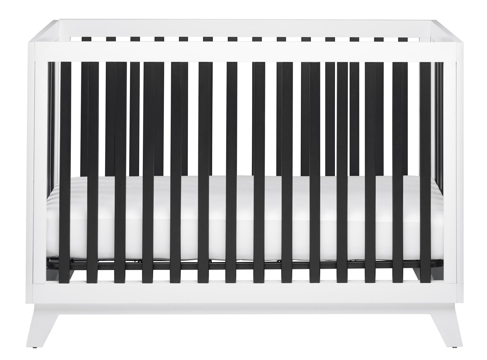 Little Seeds Rowan Valley Flint Crib - Black & White Convertible Baby Crib for Nursery, Toddler Bed & Daycare Use