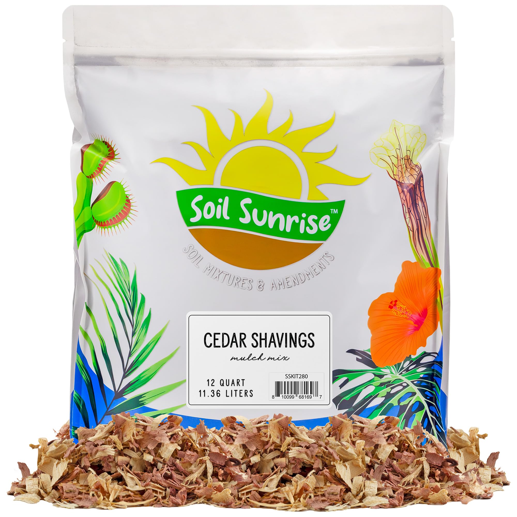 Natural Cedar Shavings Mulch - 12 Quarts | Organic Garden Mulch & Small Animal Bedding for Hamsters, Rabbits & Chickens | Pet Safe, Aromatic Wood Chips for Landscaping & Coop Flooring