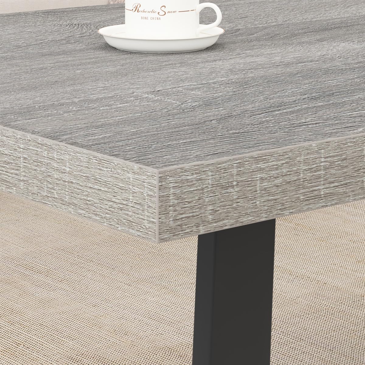 HSH Industrial Coffee Table - Modern Minimalist Wooden Rectangle Living Room Table for Small Spaces - Farmhouse Style Wood & Metal Tea Table - Light Grey Oak Finish - 47 Inch - Perfect for Home, Bedroom, Office & Apartment Decor