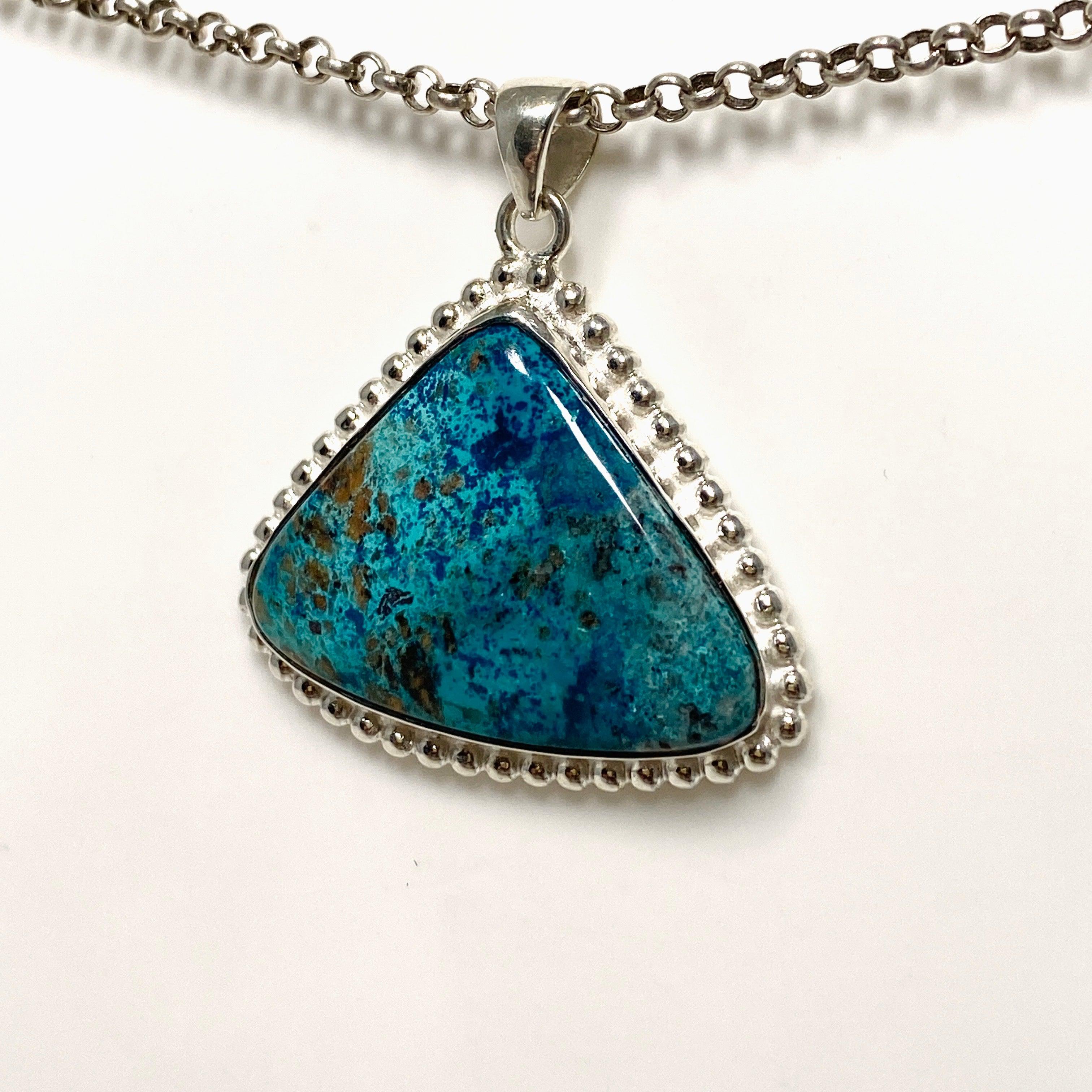 Shattuckite Teardrop Pendant Necklace in Sterling Silver - Handmade Bohemian Jewelry for Women | Perfect for Spiritual Healing, Meditation & Boho Fashion