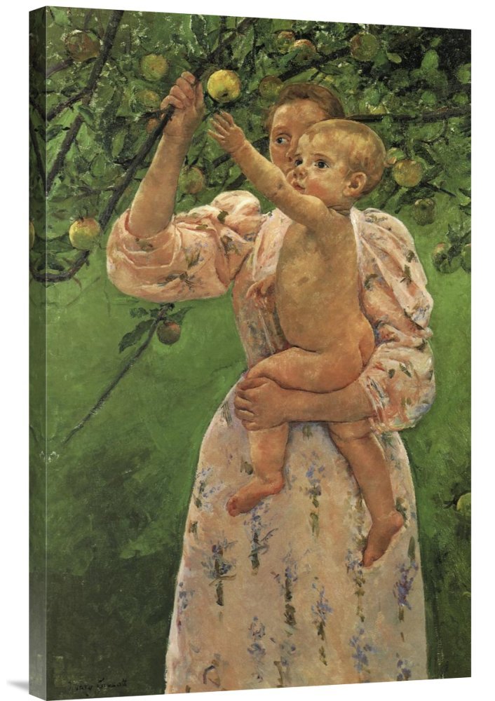 Mary Cassatt Baby Reaching for an Apple 1893 Canvas Wall Art Print - Gallery Wrap Giclee Reproduction - Nursery Decor, Living Room Art, Gift for Art Lovers