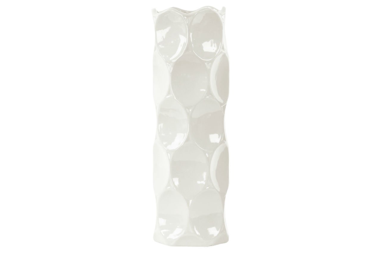 Urban Trends Large Gloss White Ceramic Cylindrical Vase with Dimpled Sides - Perfect for Modern Home Decor, Wedding Centerpieces & Office Desk Accessories